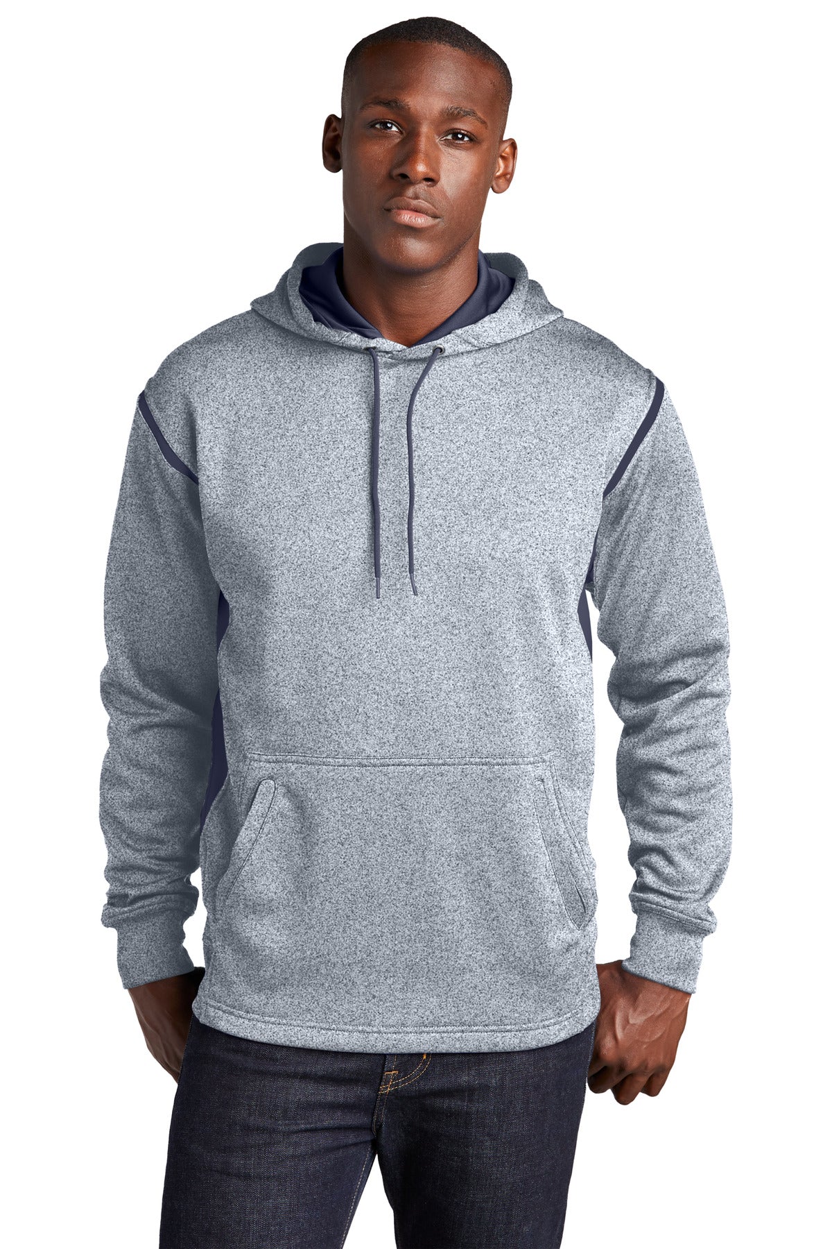 Custom Embroidery or DTF Print - Sport-Tek ®  Tech Fleece Colorblock Hooded Sweatshirt. F246