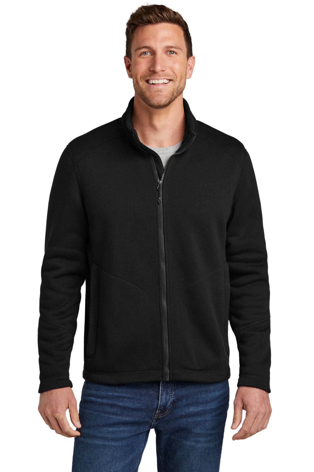 Custom Embroidery or DTF Print - Port Authority ®  Arc Sweater Fleece Jacket F428