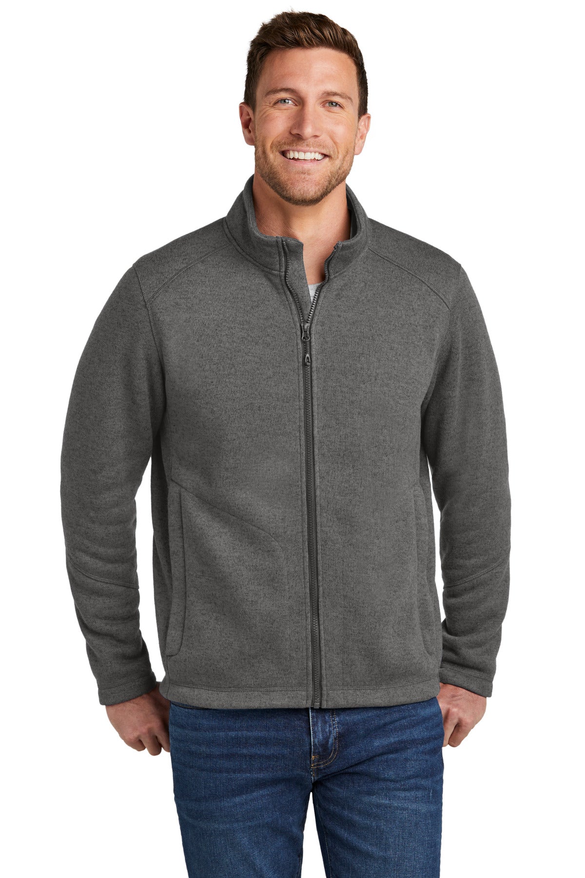 Custom Embroidery or DTF Print - Port Authority ®  Arc Sweater Fleece Jacket F428