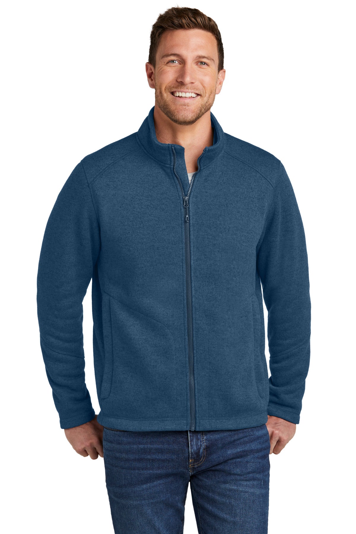 Custom Embroidery or DTF Print - Port Authority ®  Arc Sweater Fleece Jacket F428