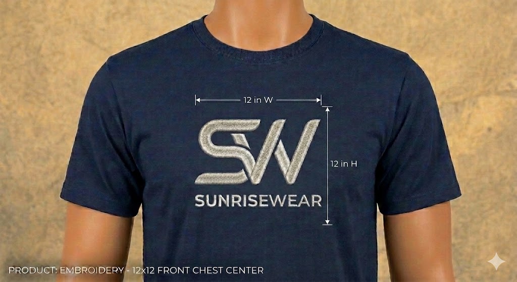 Front Center Chest - 12in x 12in Embroidery