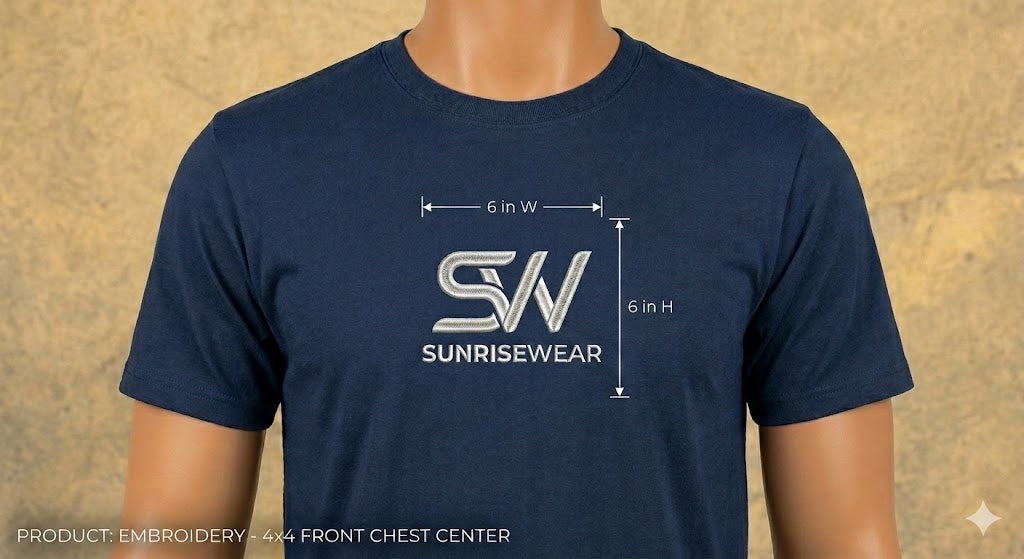 Front Center Chest - 6in x 6in Embroidery