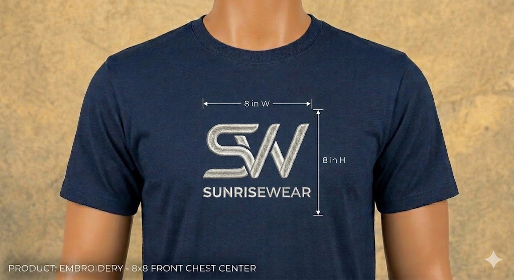 Front Center Chest - 8in x 8in Embroidery