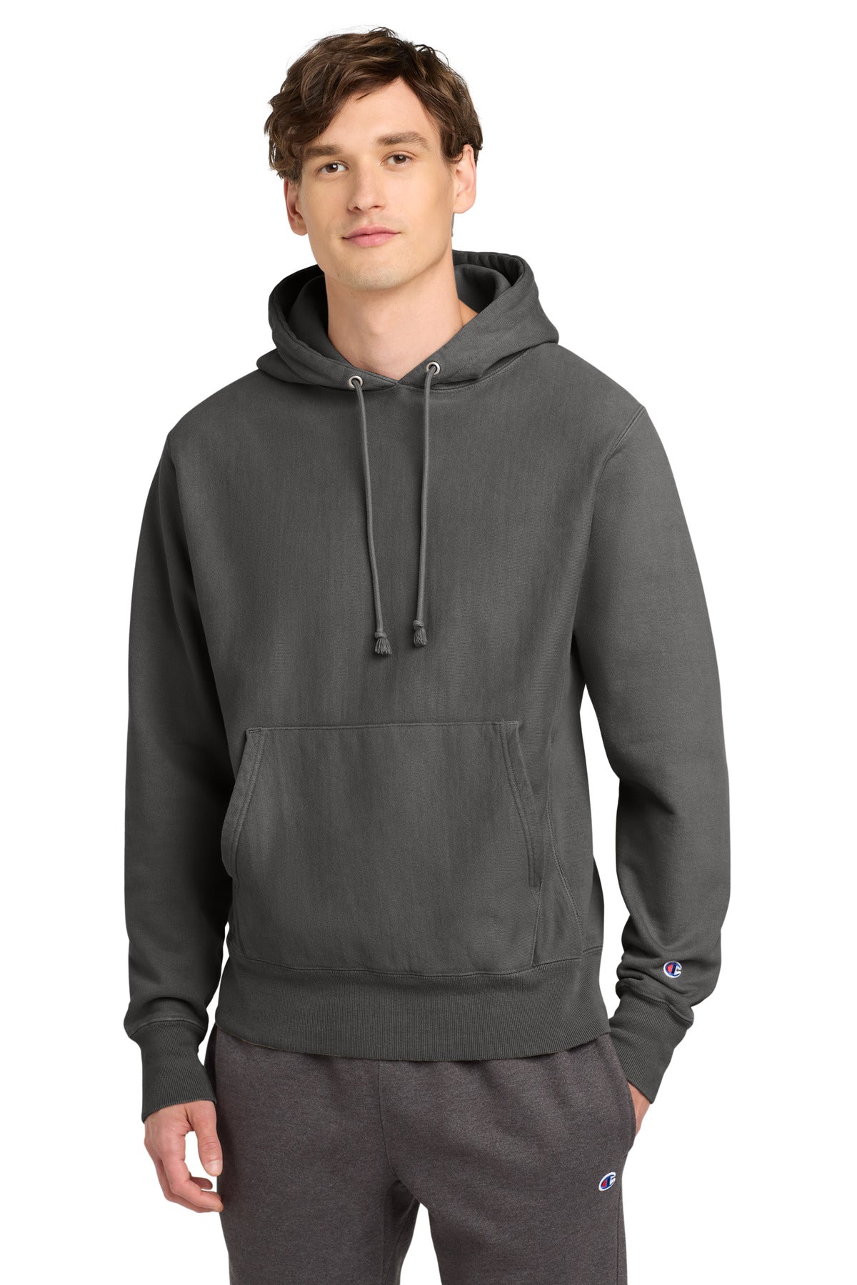 Custom Embroidery or DTF Print - Champion  ®  Reverse Weave  ®  Garment-Dyed Hooded Sweatshirt. GDS101