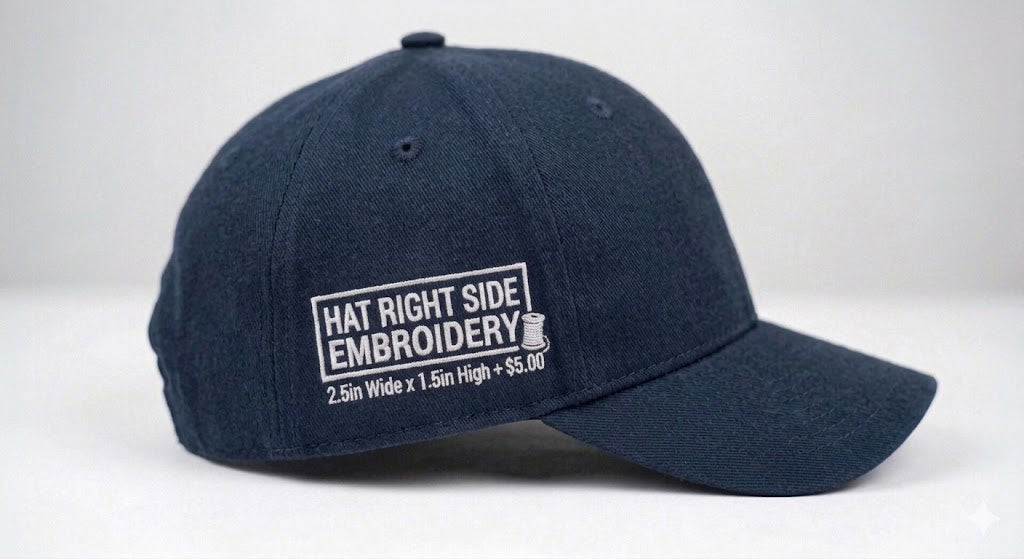 Hat Right Side - 2.5in Wide x 1.5in High +$5.00