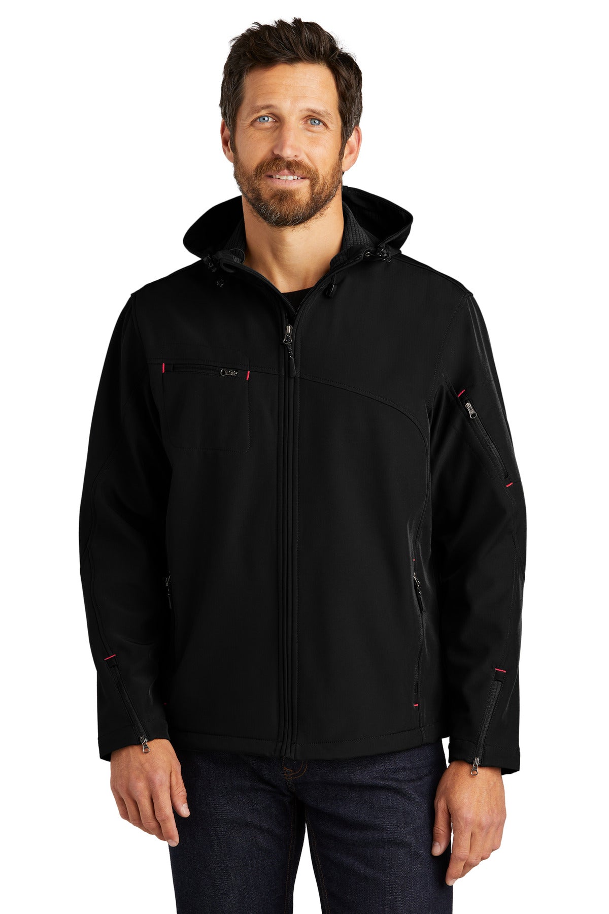 Custom Embroidered - Port Authority® Textured Hooded Soft Shell Jacket. J706