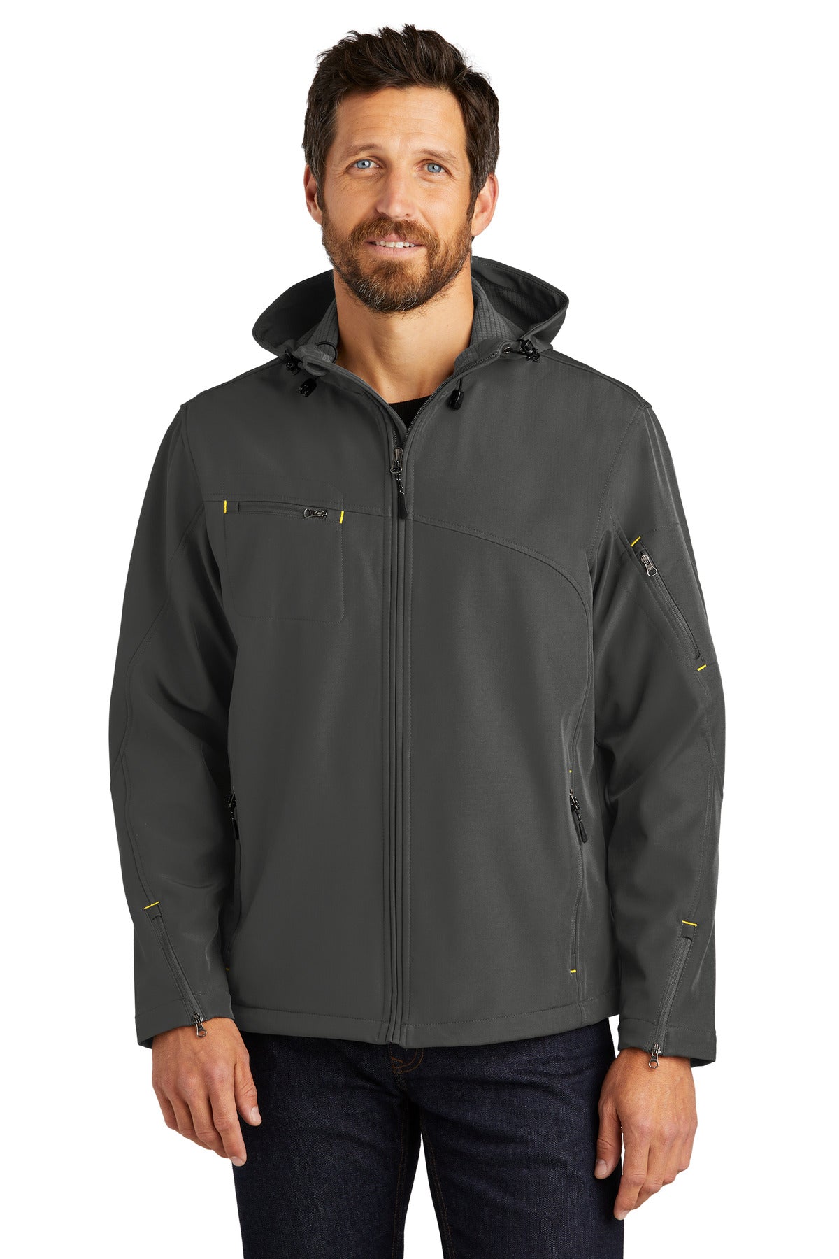 Custom Embroidered - Port Authority® Textured Hooded Soft Shell Jacket. J706