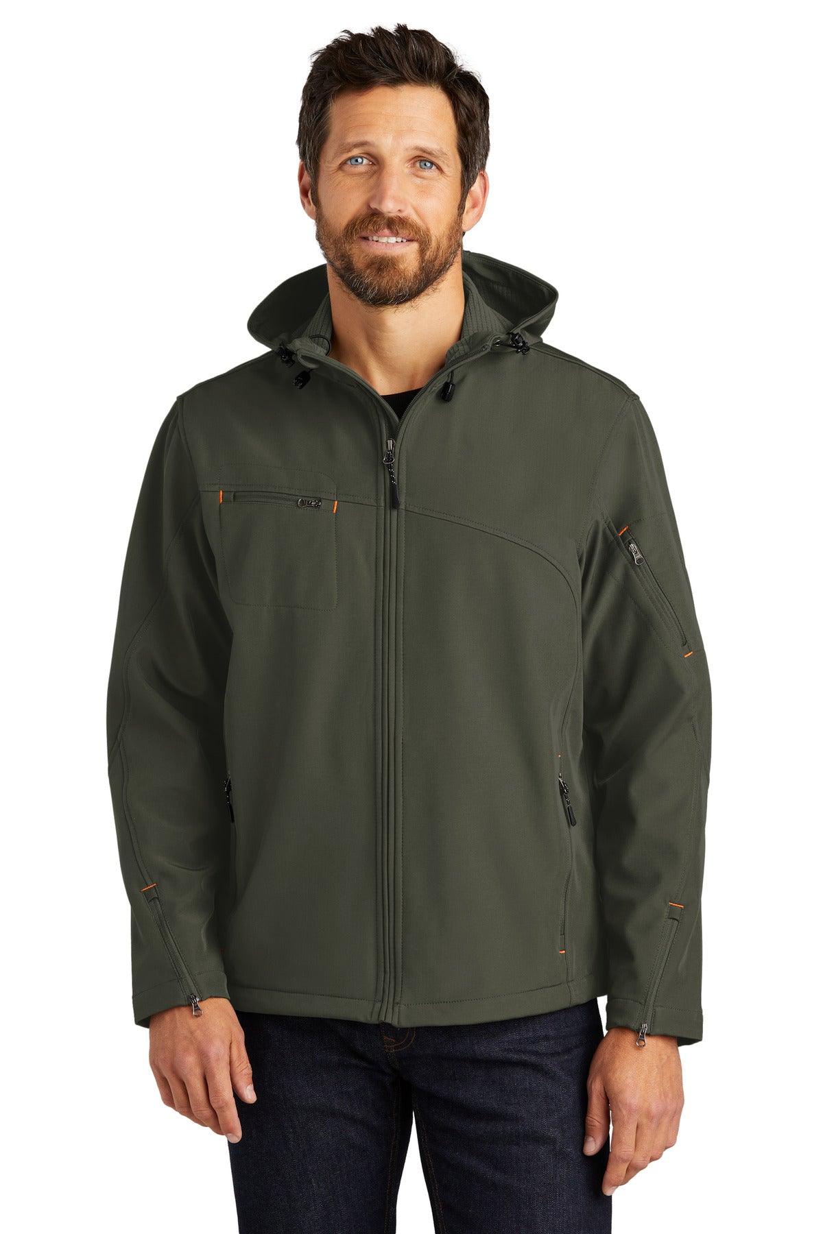 Custom Embroidered - Port Authority® Textured Hooded Soft Shell Jacket. J706