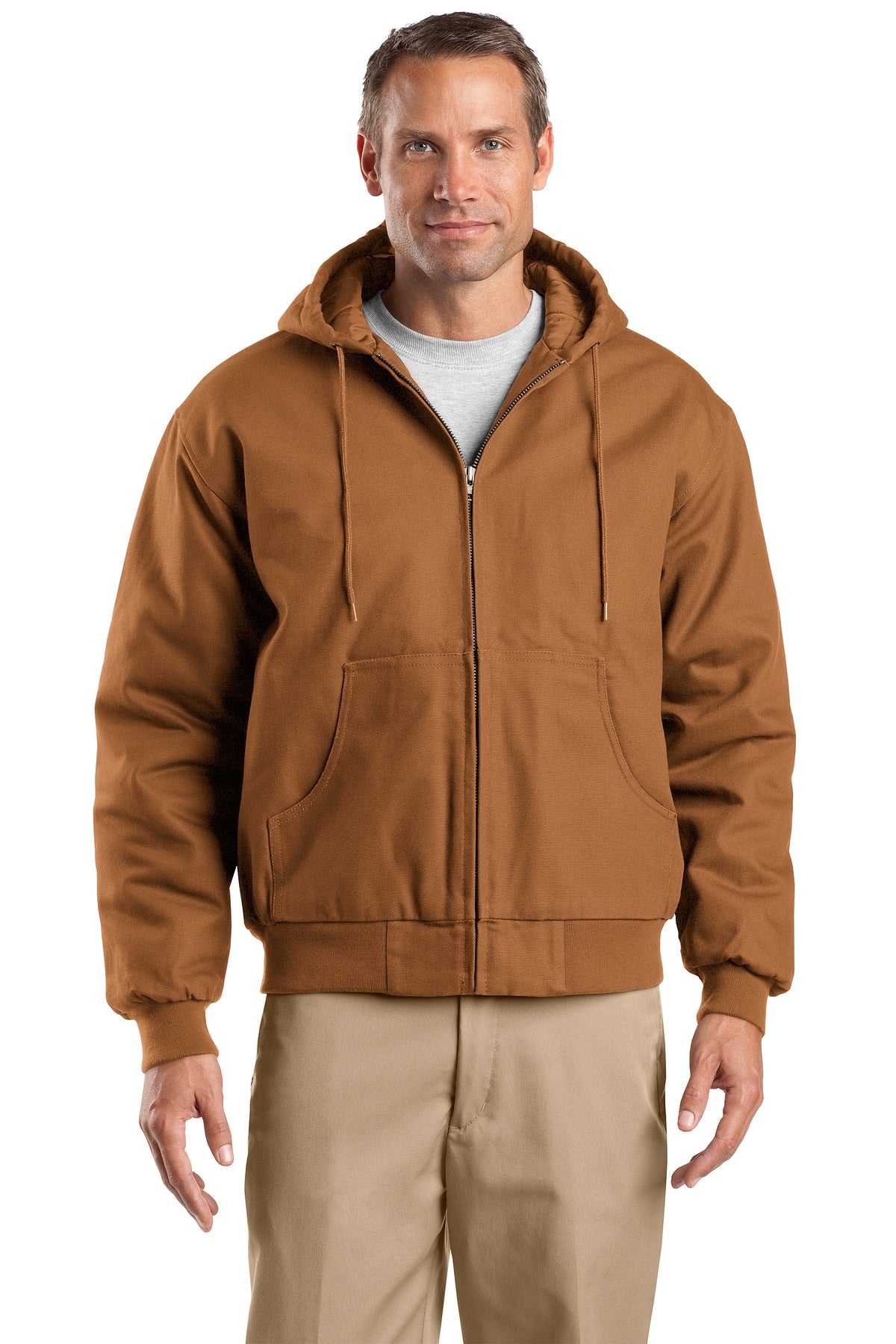 Custom Embroidery or DTF Print - CornerStone ®  Tall Duck Cloth Hooded Work Jacket. TLJ763H