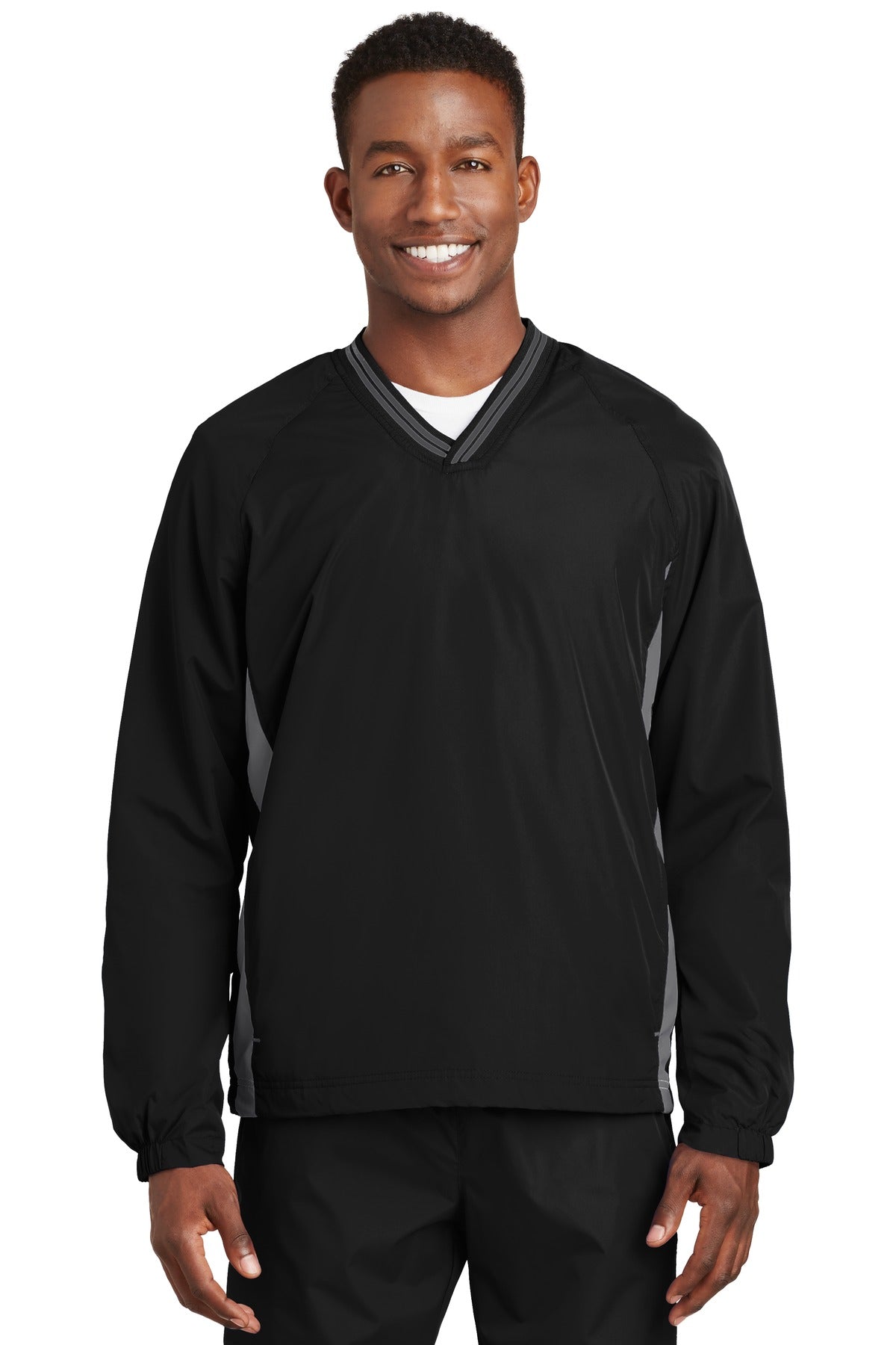 Custom Embroidered - Sport-Tek® Tipped V-Neck Raglan Wind Shirt. JST62