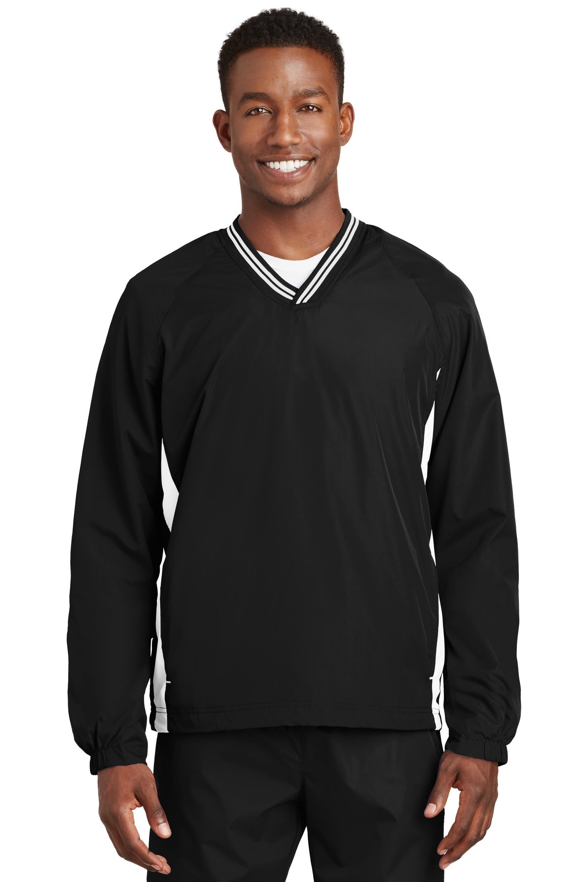 Custom Embroidered - Sport-Tek® Tipped V-Neck Raglan Wind Shirt. JST62