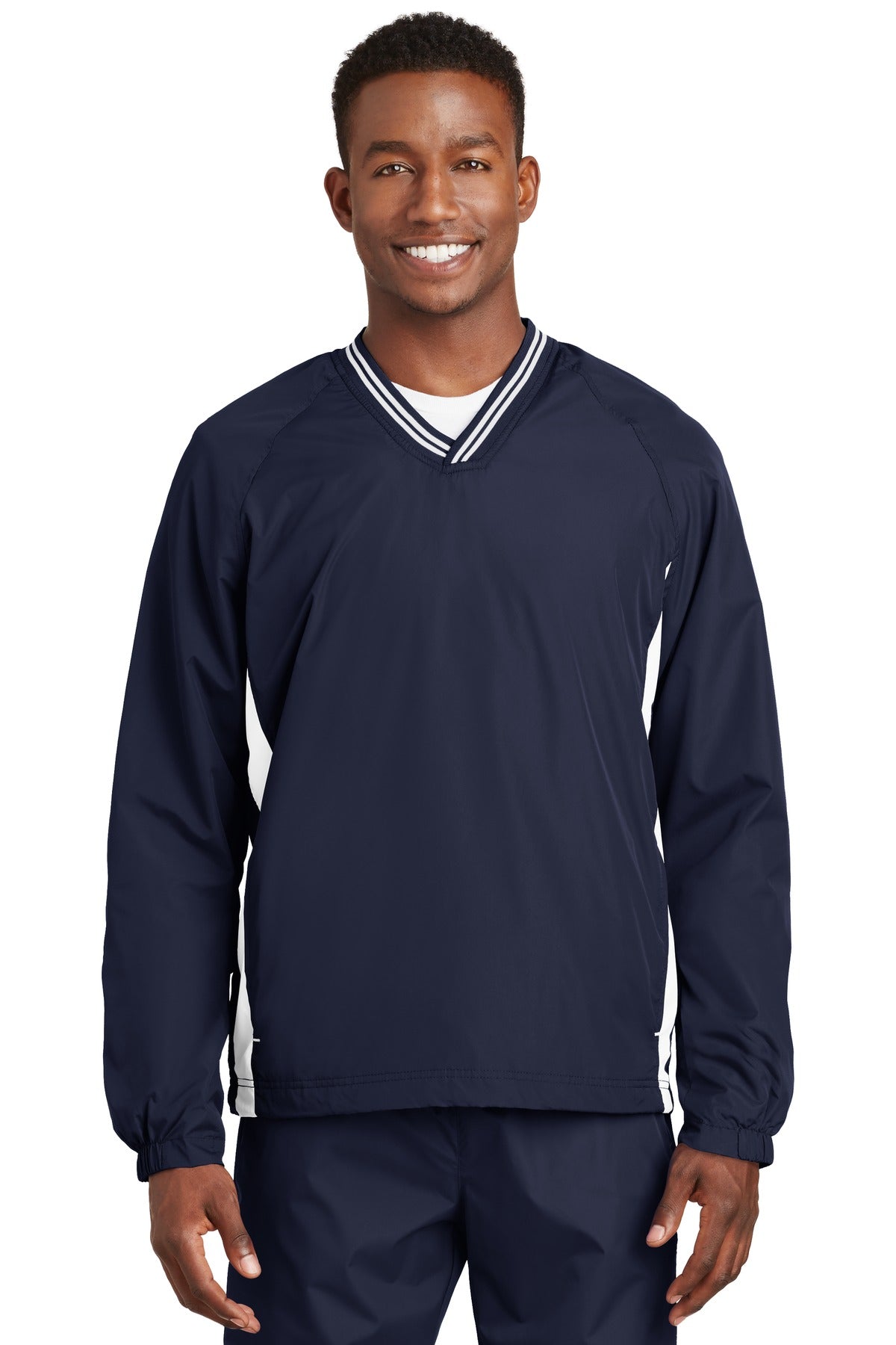 Custom Embroidered - Sport-Tek® Tipped V-Neck Raglan Wind Shirt. JST62