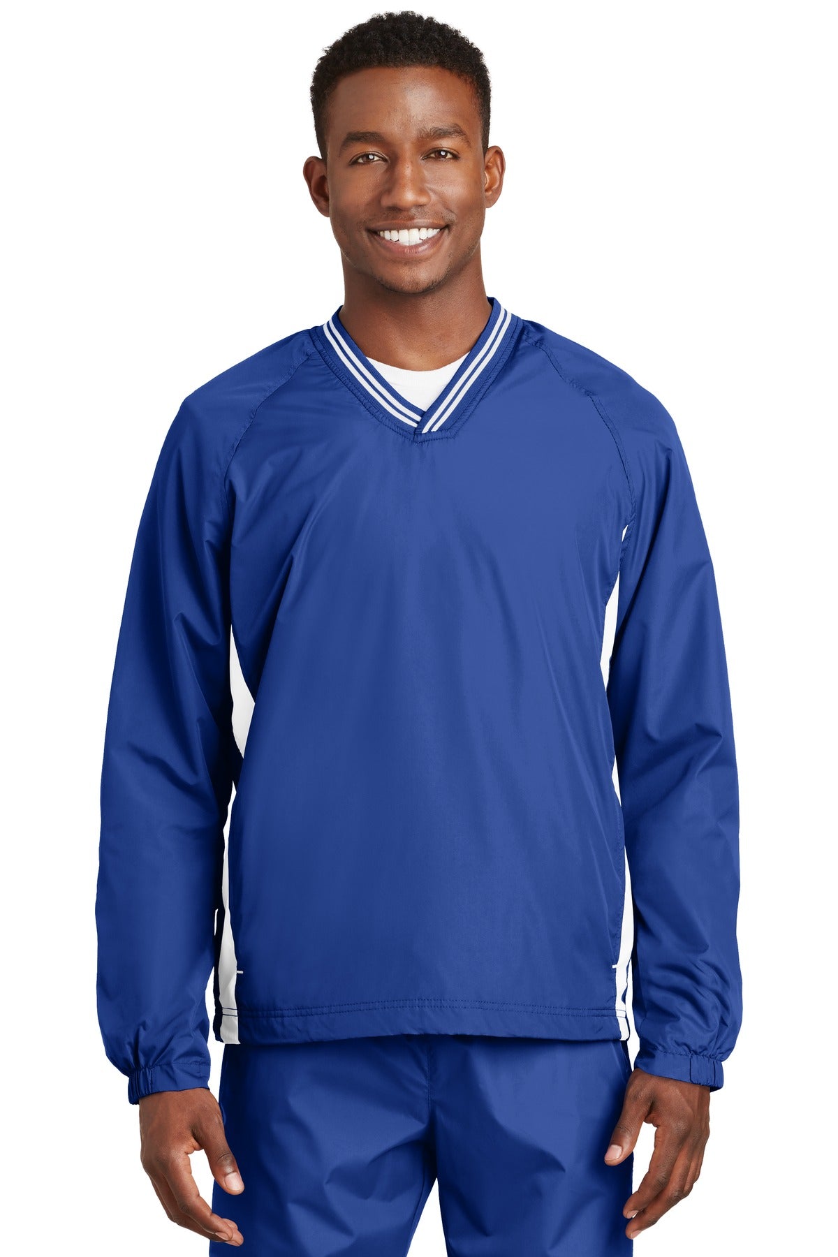 Custom Embroidered - Sport-Tek® Tipped V-Neck Raglan Wind Shirt. JST62