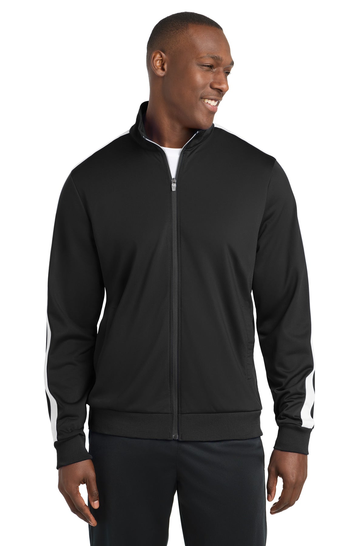 Custom Embroidery or DTF Print - Sport-Tek  ®  Tricot Sleeve Stripe Track Jacket. JST94
