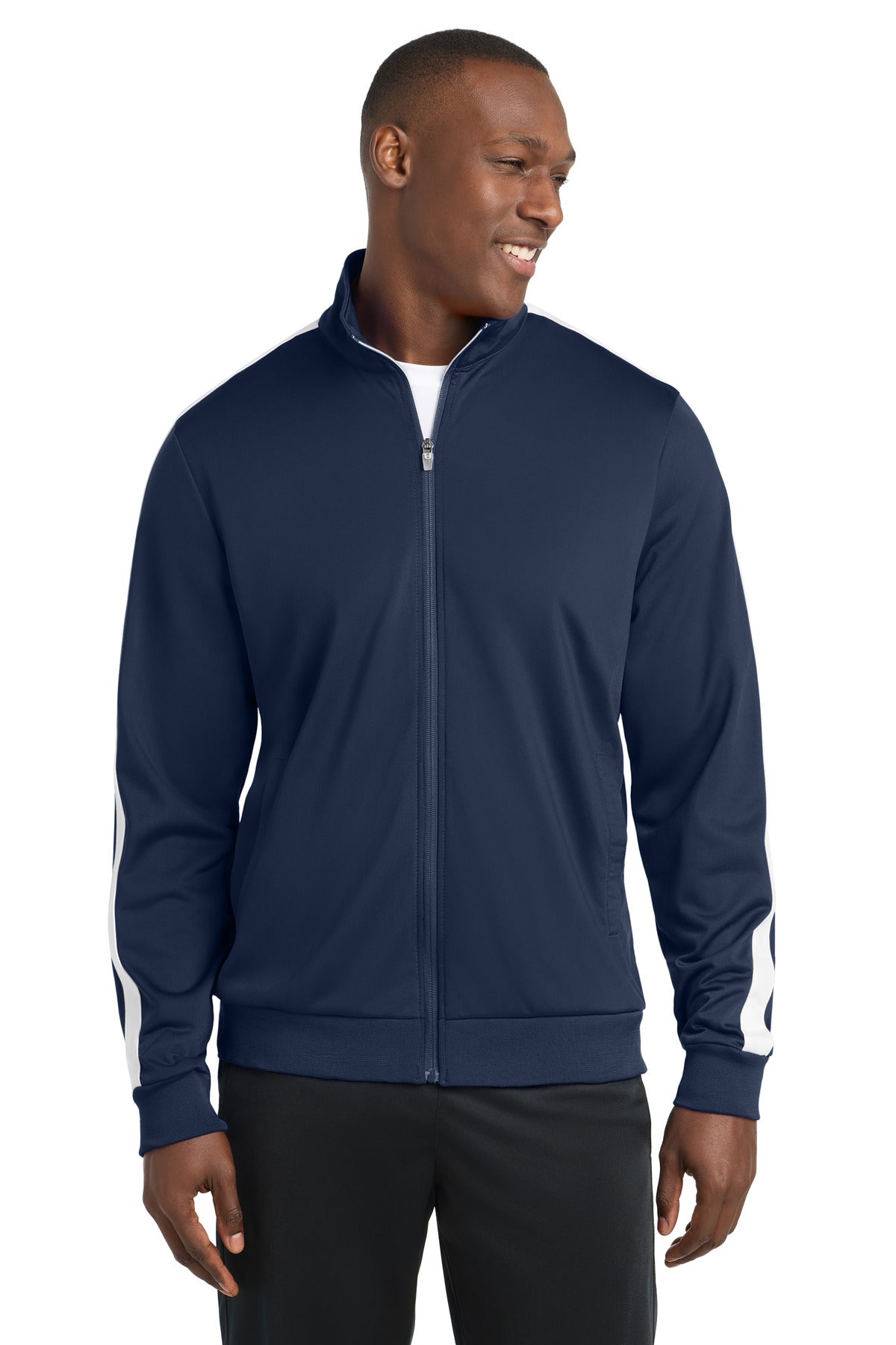Custom Embroidery or DTF Print - Sport-Tek  ®  Tricot Sleeve Stripe Track Jacket. JST94