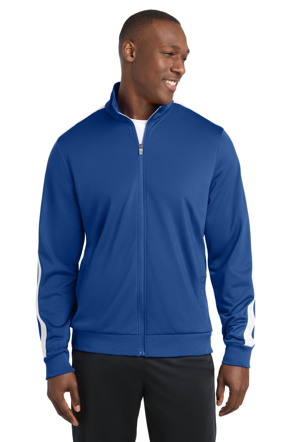 Custom Embroidery or DTF Print - Sport-Tek  ®  Tricot Sleeve Stripe Track Jacket. JST94