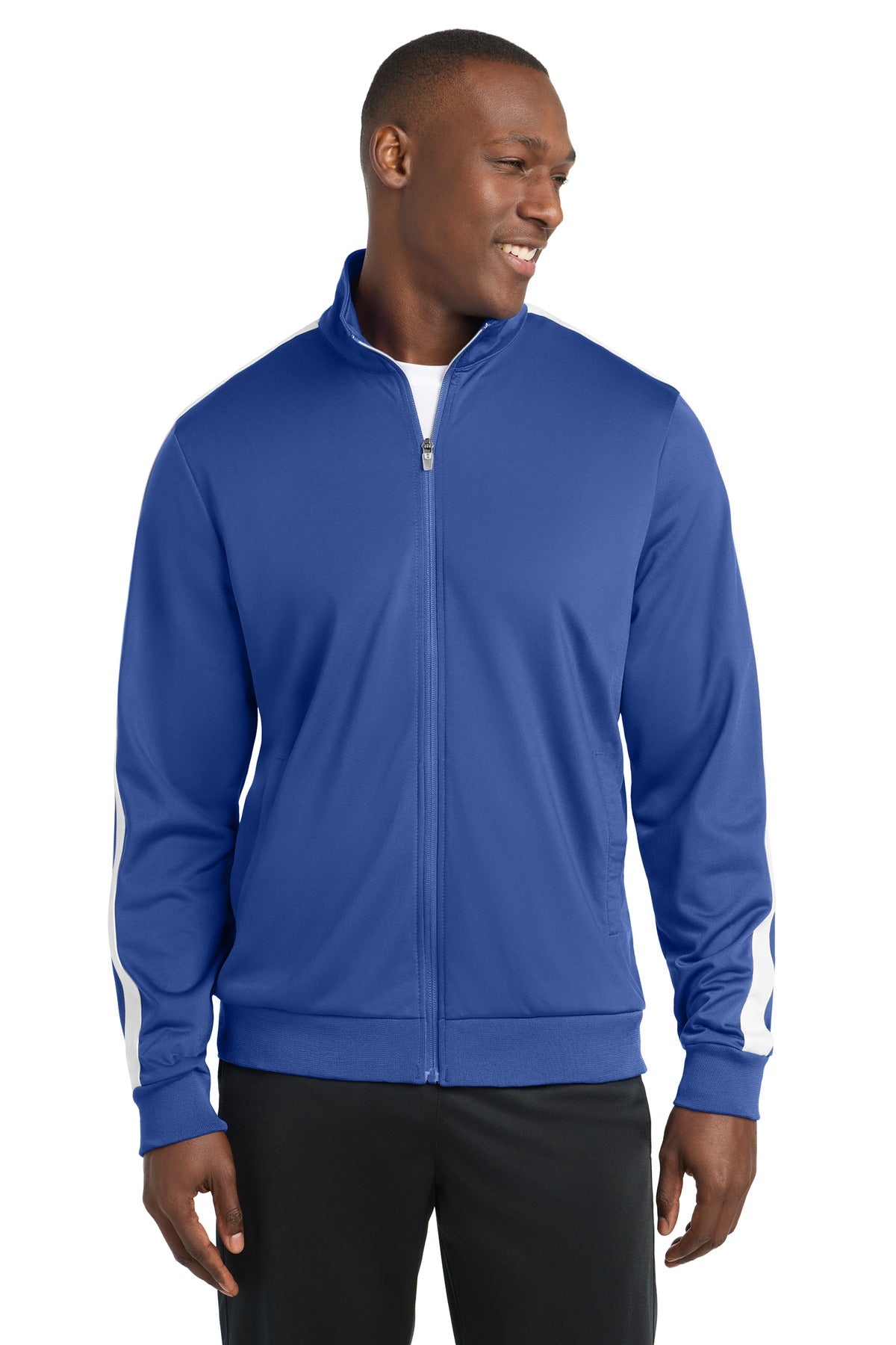 Custom Embroidery or DTF Print - Sport-Tek  ®  Tricot Sleeve Stripe Track Jacket. JST94