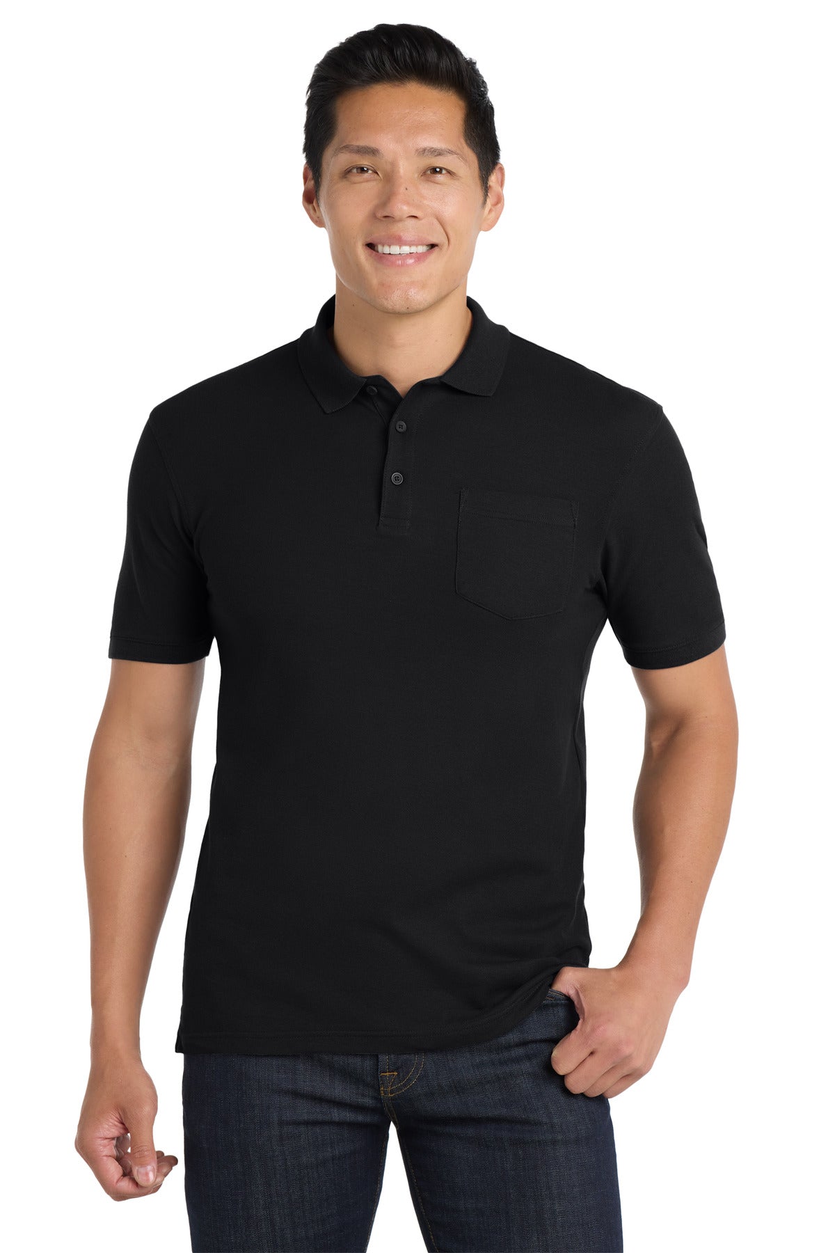 Custom Embroidery or DTF Print - Port Authority ®  Core Classic Pique Pocket Polo. K100P