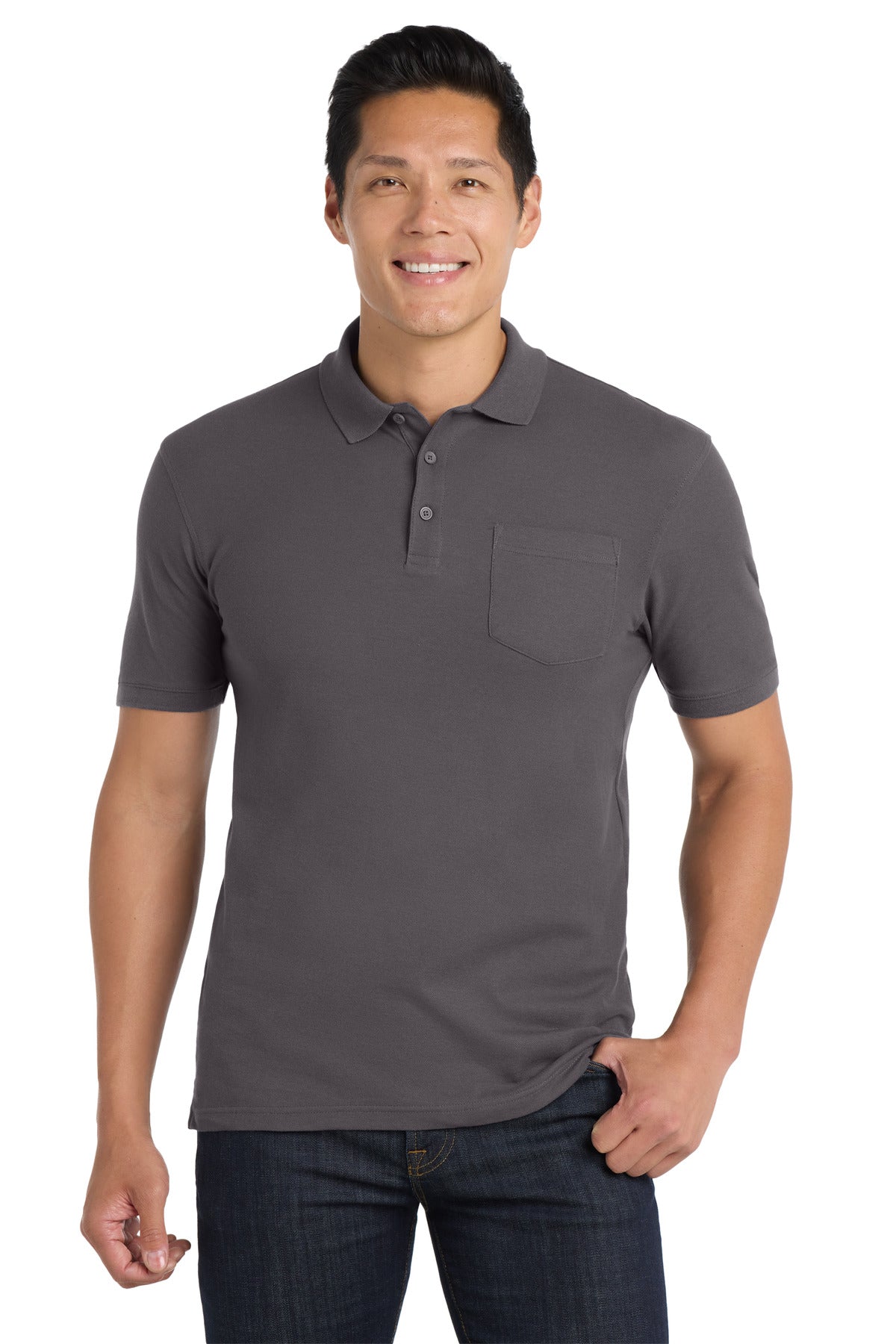 Custom Embroidery or DTF Print - Port Authority ®  Core Classic Pique Pocket Polo. K100P