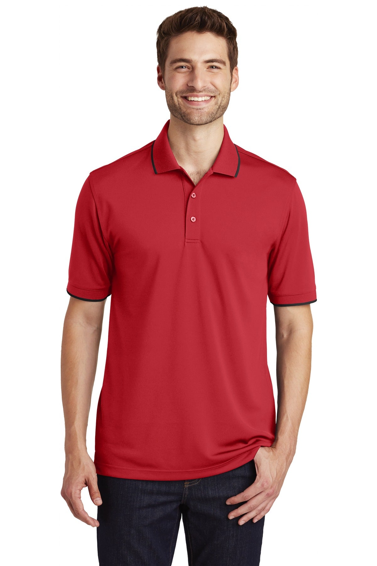 Custom Embroidered - Port Authority© Dry Zone© UV Micro-Mesh Tipped Polo. K111