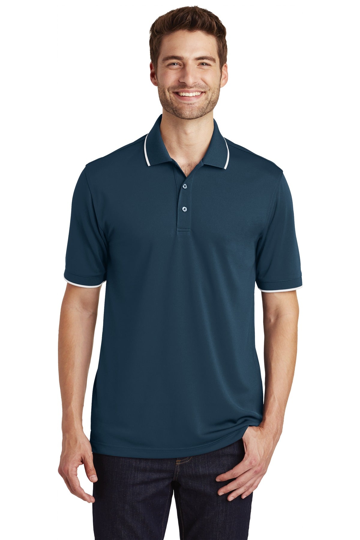 Custom Embroidered - Port Authority© Dry Zone© UV Micro-Mesh Tipped Polo. K111