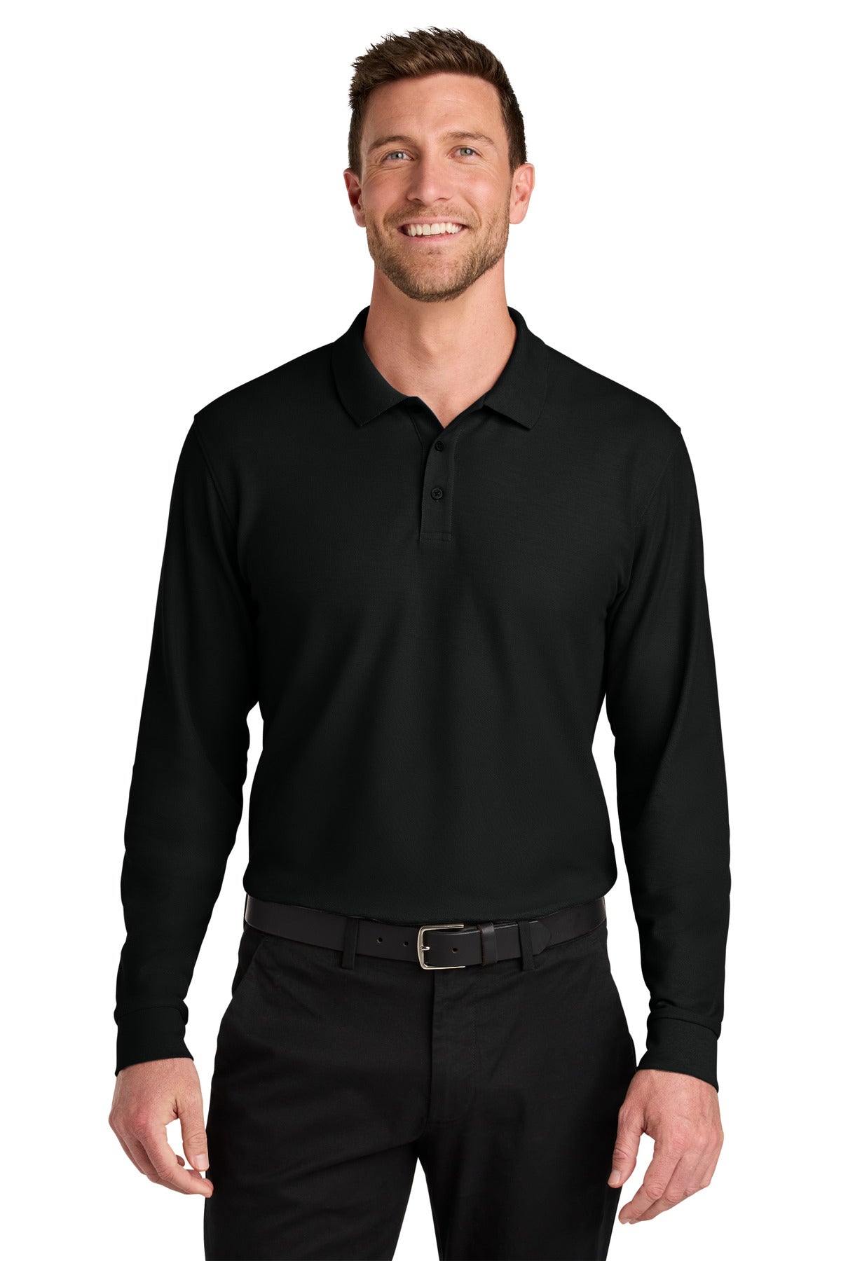 Custom Embroidery or DTF Print - Port Authority ®  Wearever Signature Pique Long Sleeve Polo K200LS