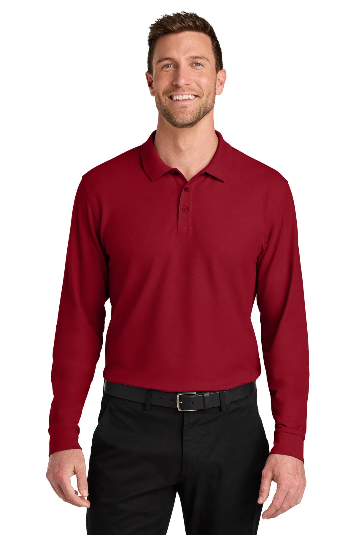 Custom Embroidery or DTF Print - Port Authority ®  Wearever Signature Pique Long Sleeve Polo K200LS