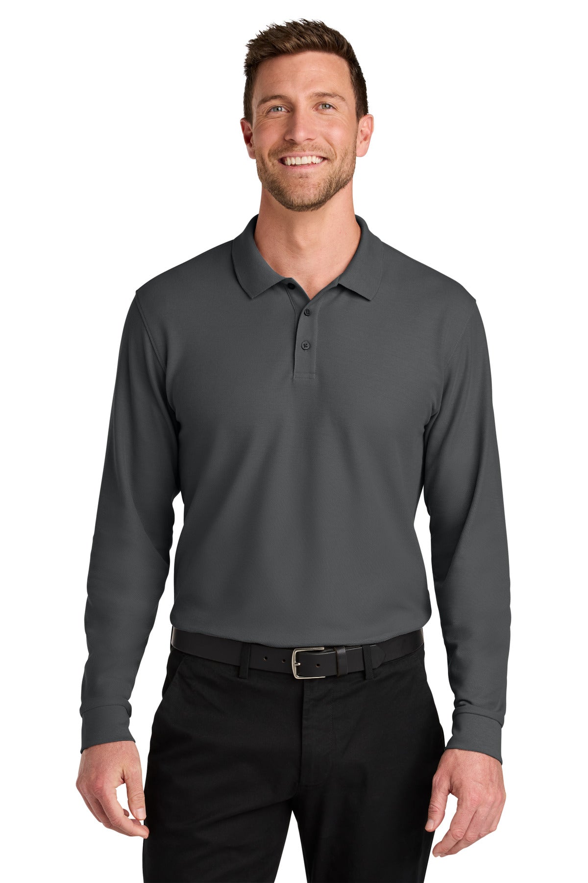 Custom Embroidery or DTF Print - Port Authority ®  Wearever Signature Pique Long Sleeve Polo K200LS