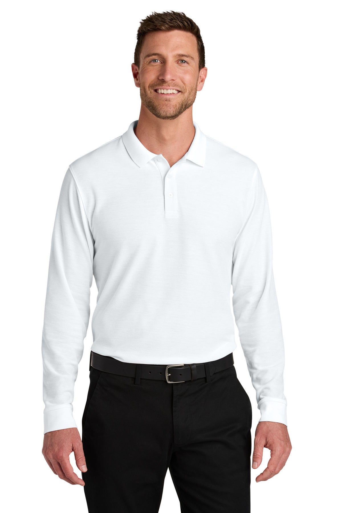 Custom Embroidery or DTF Print - Port Authority ®  Wearever Signature Pique Long Sleeve Polo K200LS