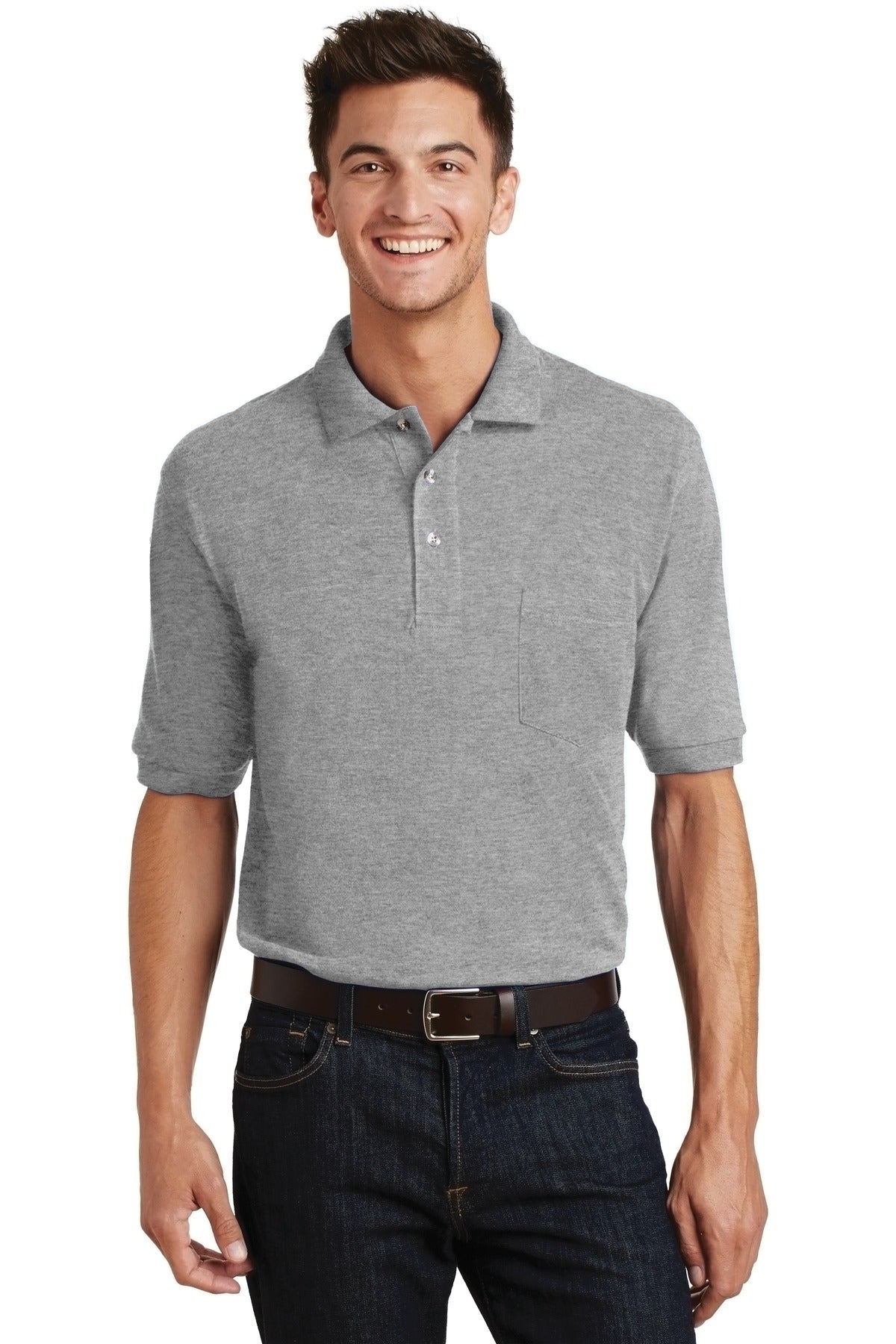 Custom Embroidery or DTF Print - Port Authority ®  Heavyweight Cotton Pique Polo with Pocket.  K420P