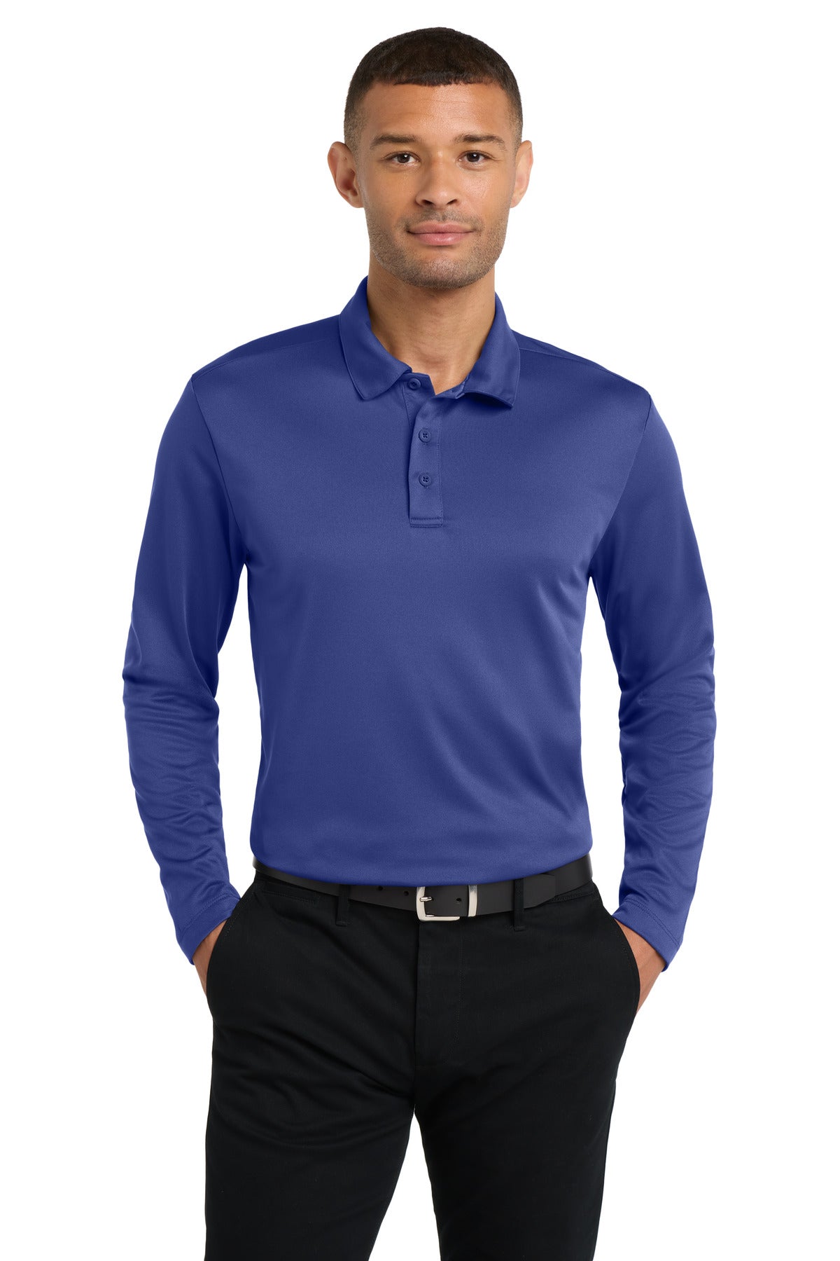 Custom Embroidery or DTF Print - Port Authority ®  Silk Touch™ Performance Long Sleeve Polo. K540LS
