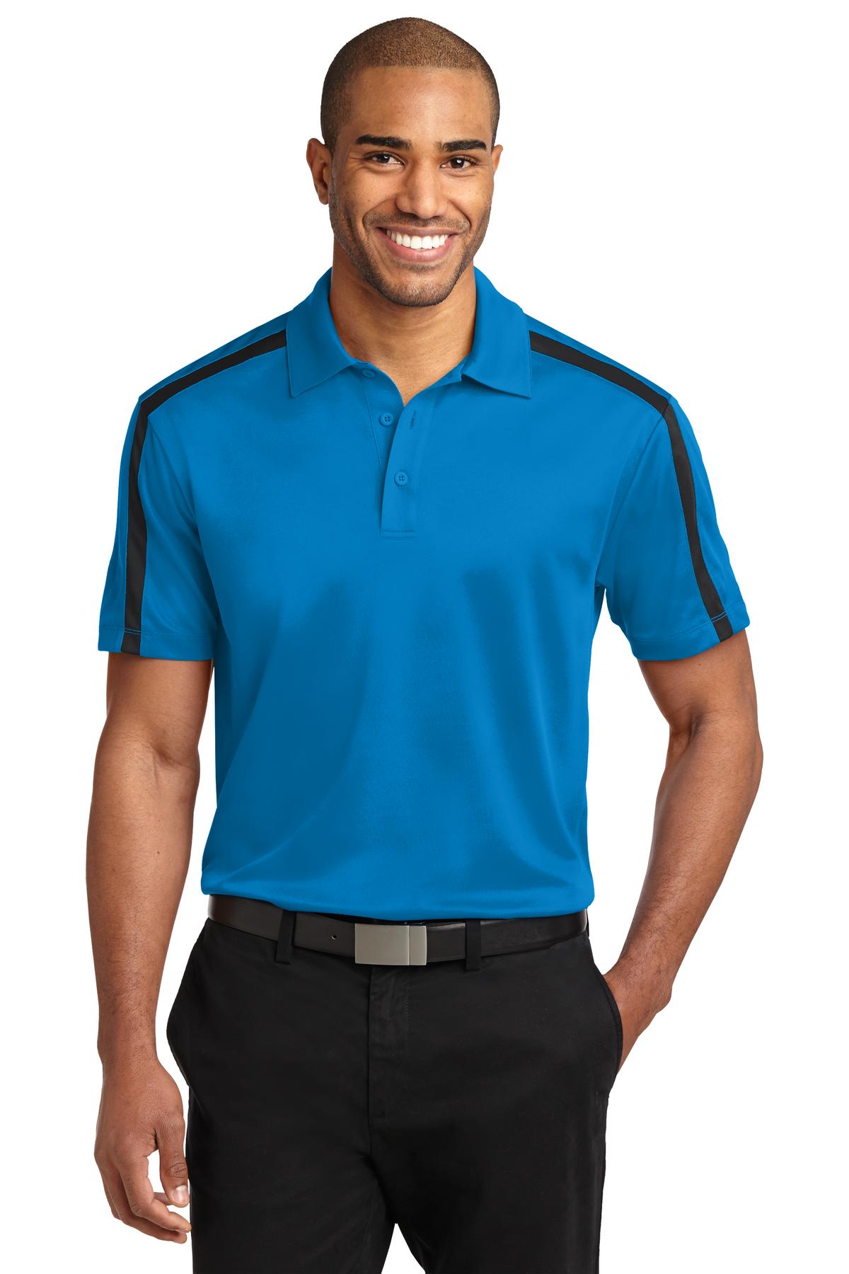 Custom Embroidery or DTF Print - Port Authority ®  Silk Touch™ Performance Colorblock Stripe Polo. K547