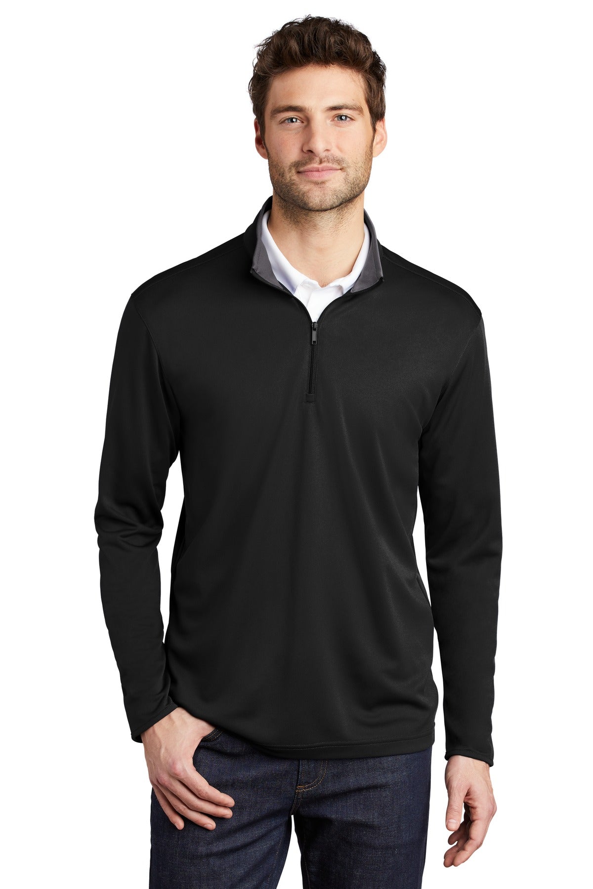 Custom Embroidered or DTF Print on Port Authority  ®  Silk Touch  ™  Performance 1/4-Zip K584