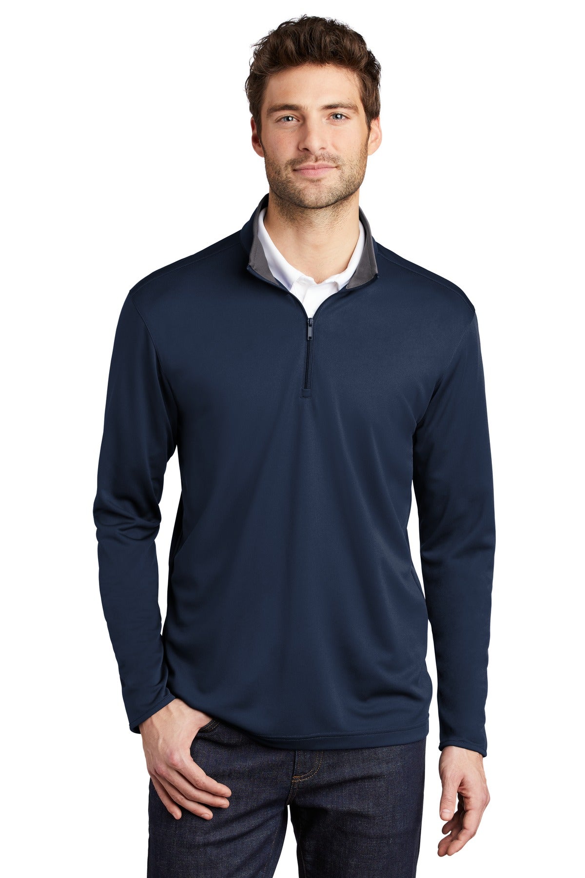 Custom Embroidered or DTF Print on Port Authority  ®  Silk Touch  ™  Performance 1/4-Zip K584