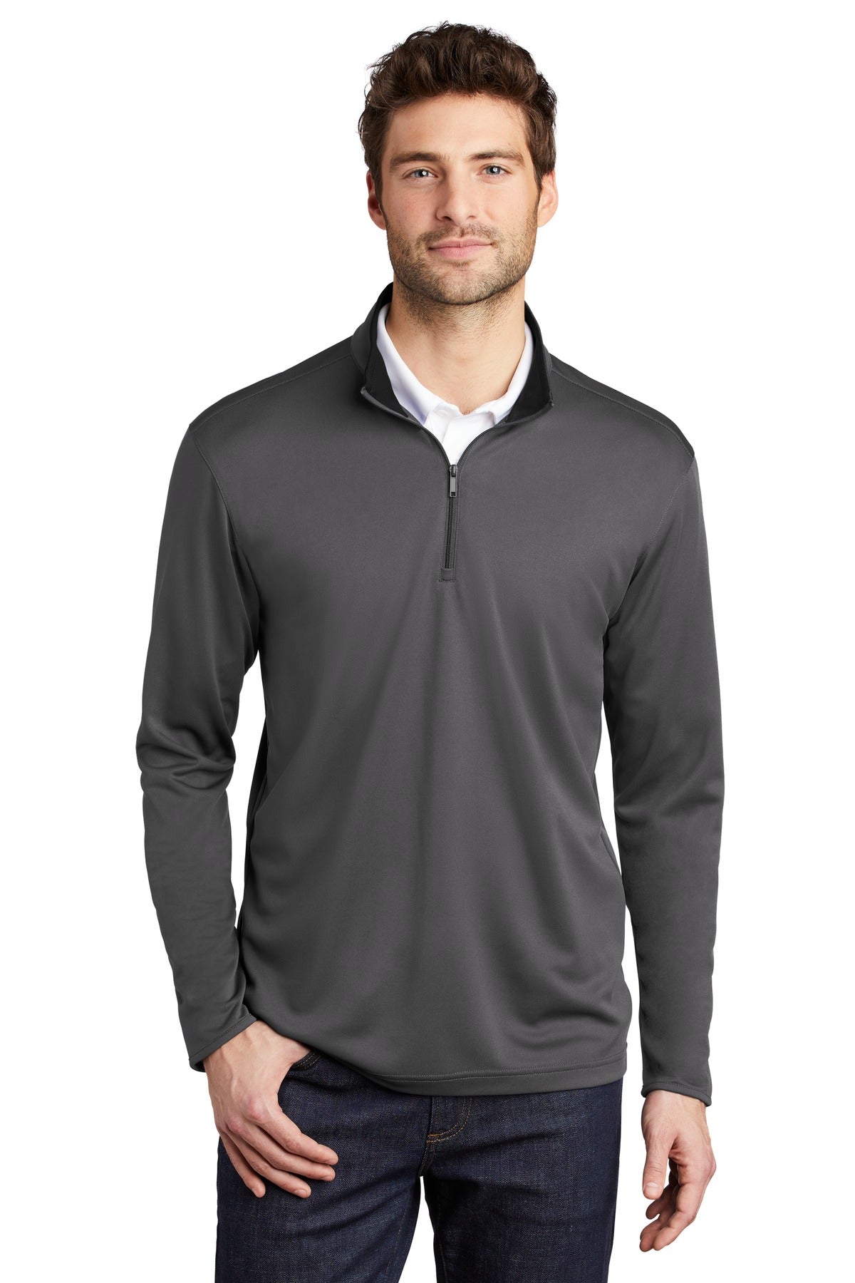 Custom Embroidered or DTF Print on Port Authority  ®  Silk Touch  ™  Performance 1/4-Zip K584