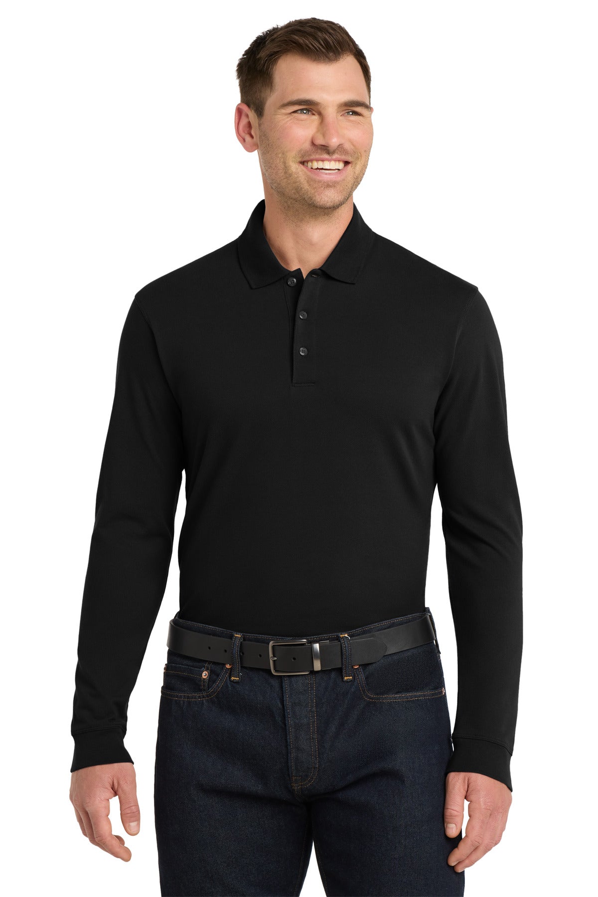 Custom Embroidery or DTF Print - Port Authority ®  EZCotton ®  Long Sleeve Polo. K8000LS