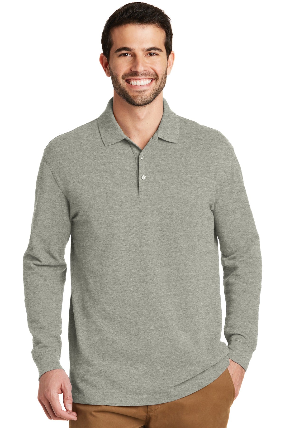 Custom Embroidered - Port Authority© EZCotton© Long Sleeve Polo. K8000LS