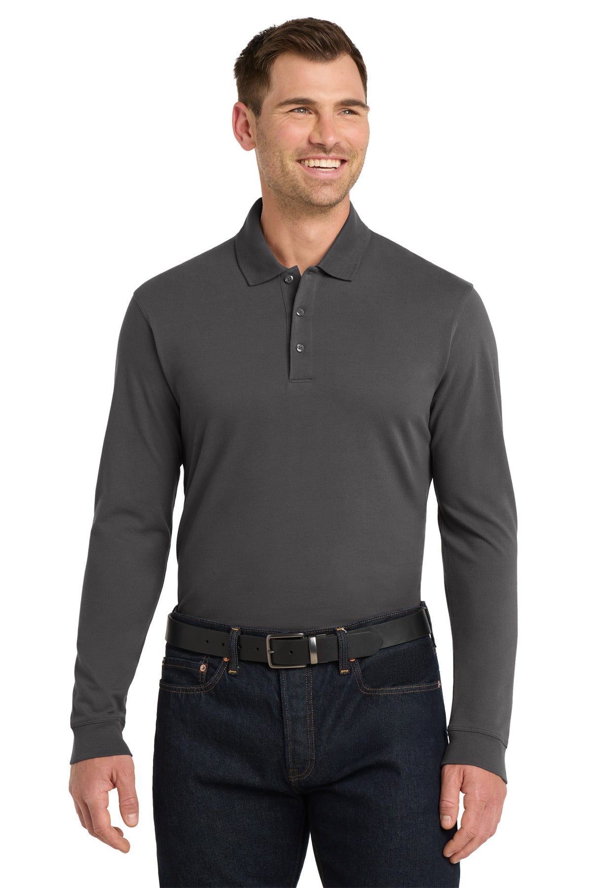 Custom Embroidery or DTF Print - Port Authority ®  EZCotton ®  Long Sleeve Polo. K8000LS