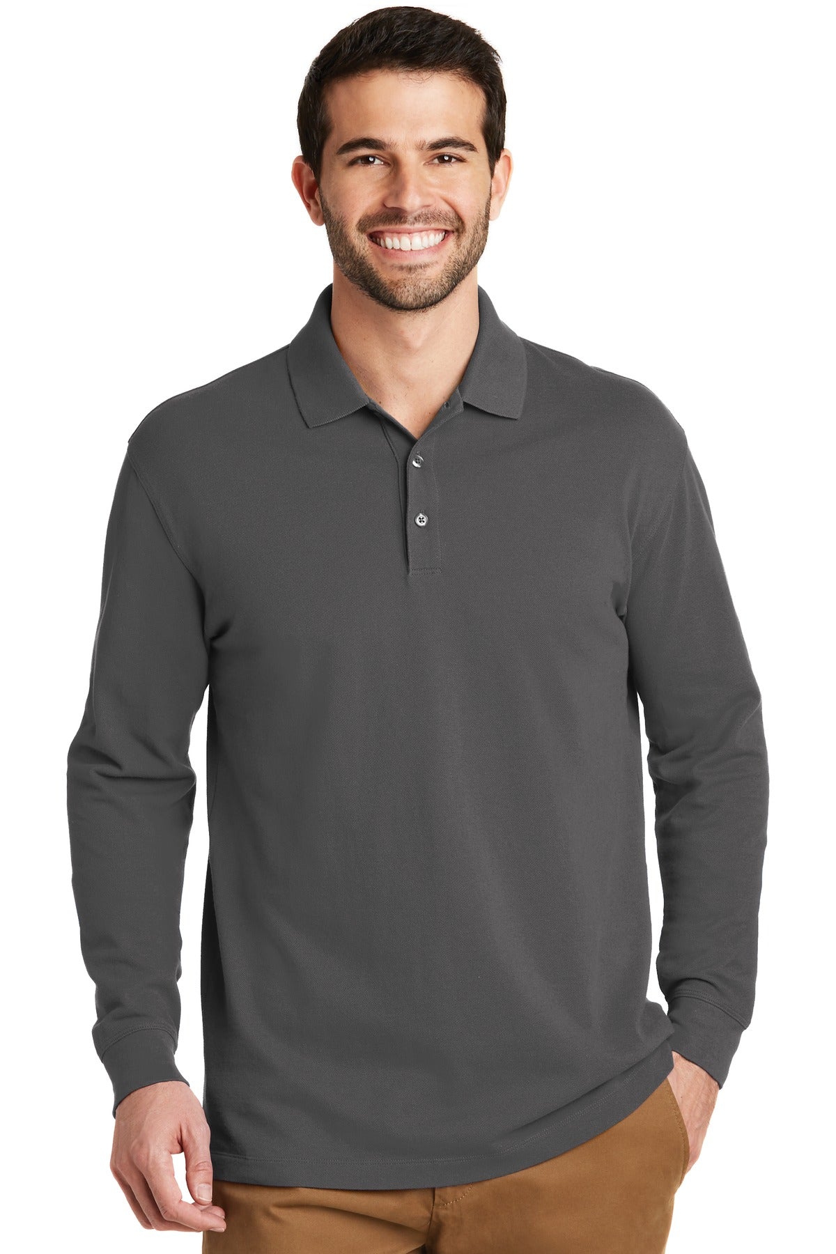 Custom Embroidered - Port Authority© EZCotton© Long Sleeve Polo. K8000LS