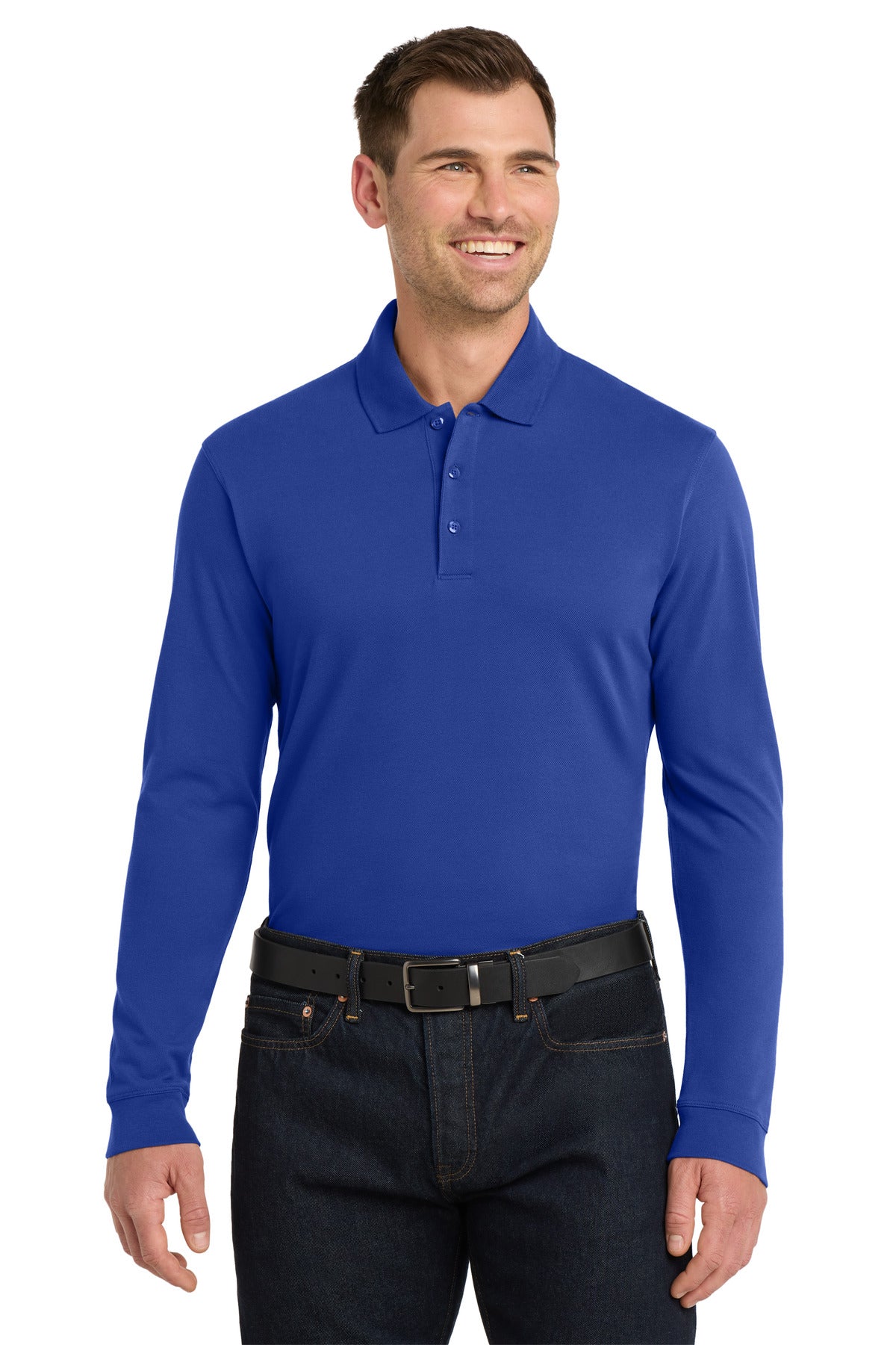 Custom Embroidery or DTF Print - Port Authority ®  EZCotton ®  Long Sleeve Polo. K8000LS