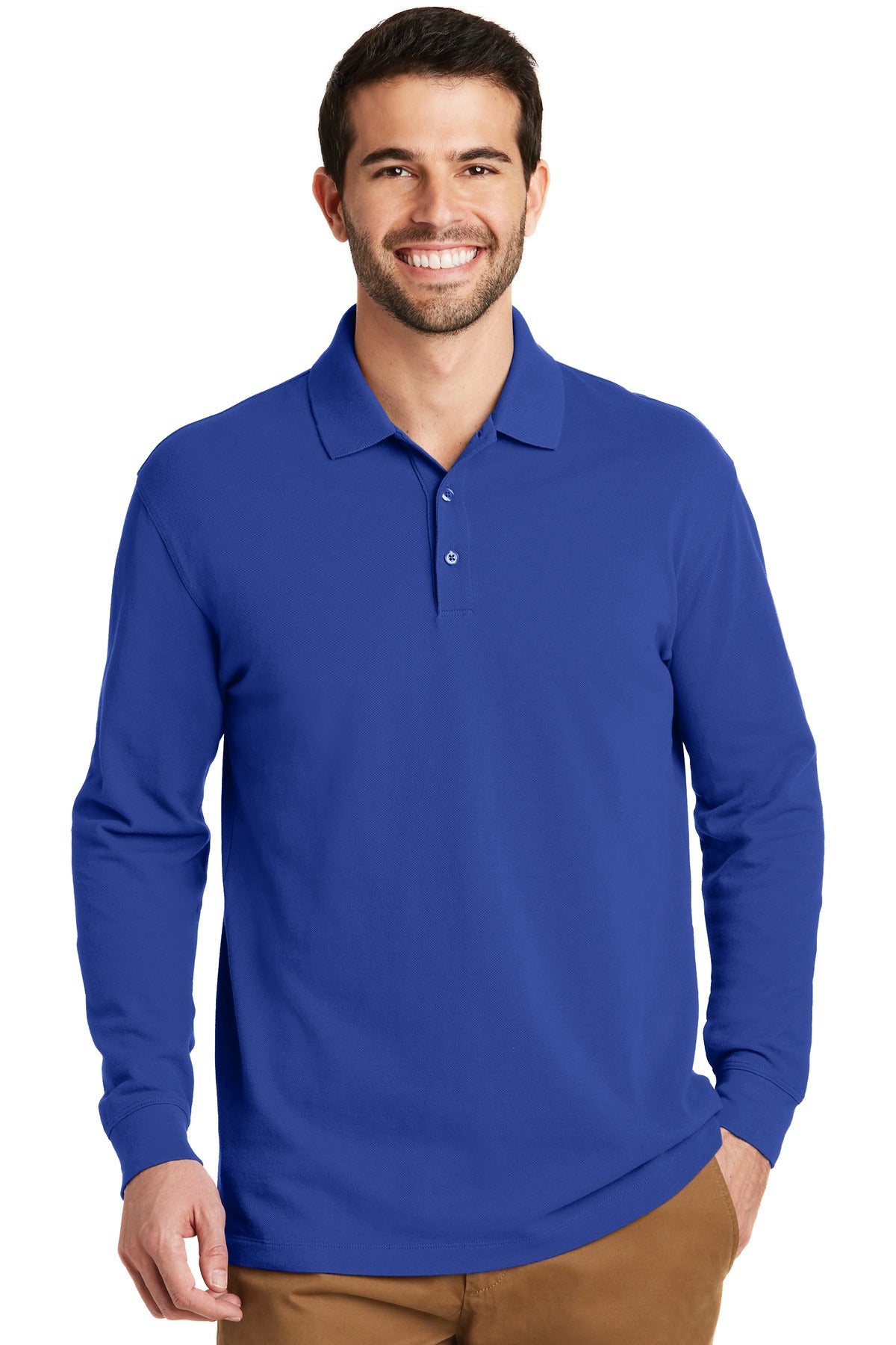 Custom Embroidered - Port Authority© EZCotton© Long Sleeve Polo. K8000LS