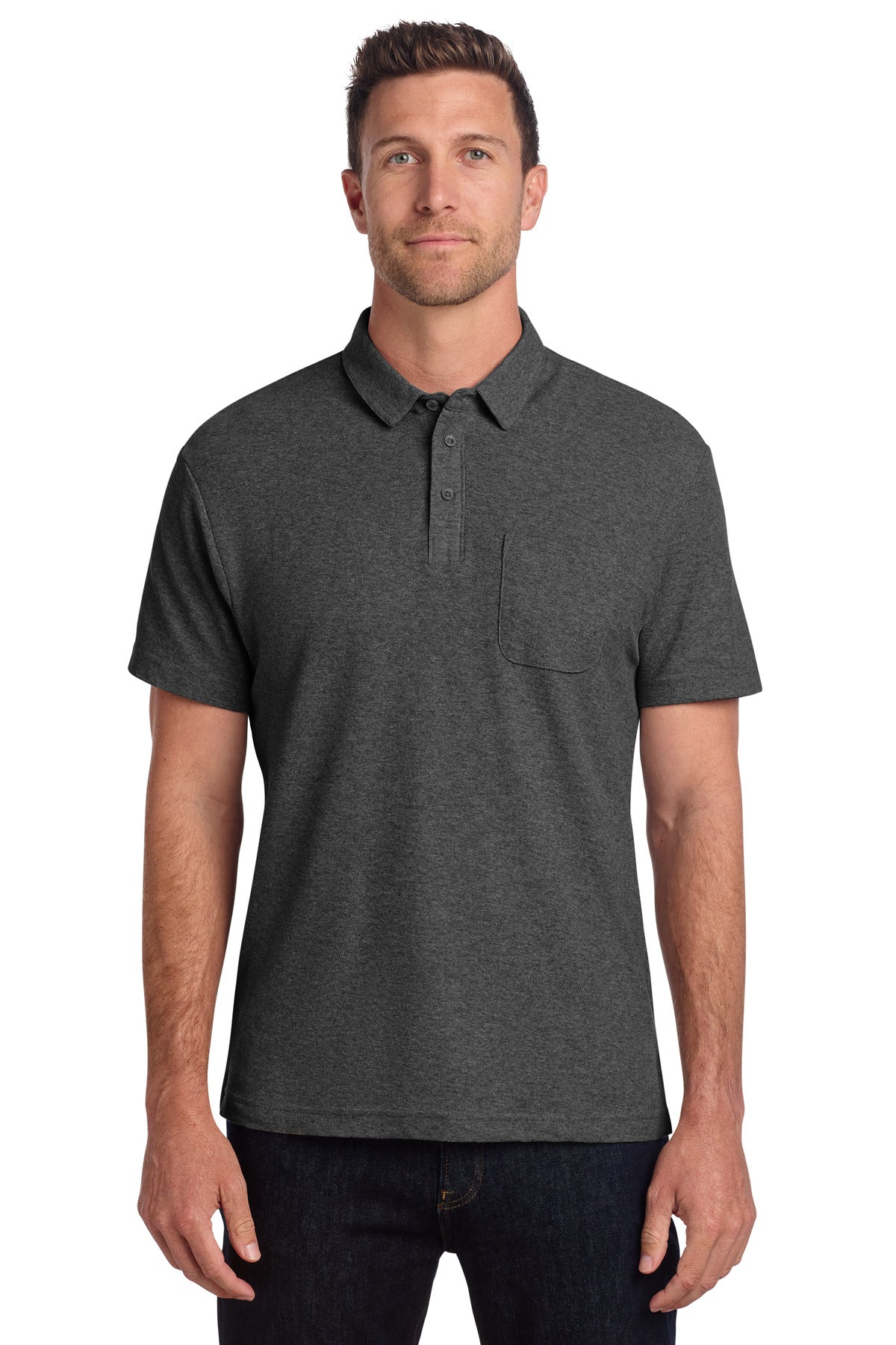 Custom Embroidery or DTF Print - Port Authority ®  C-FREE ®  Cotton Blend Pique Pocket Polo K868