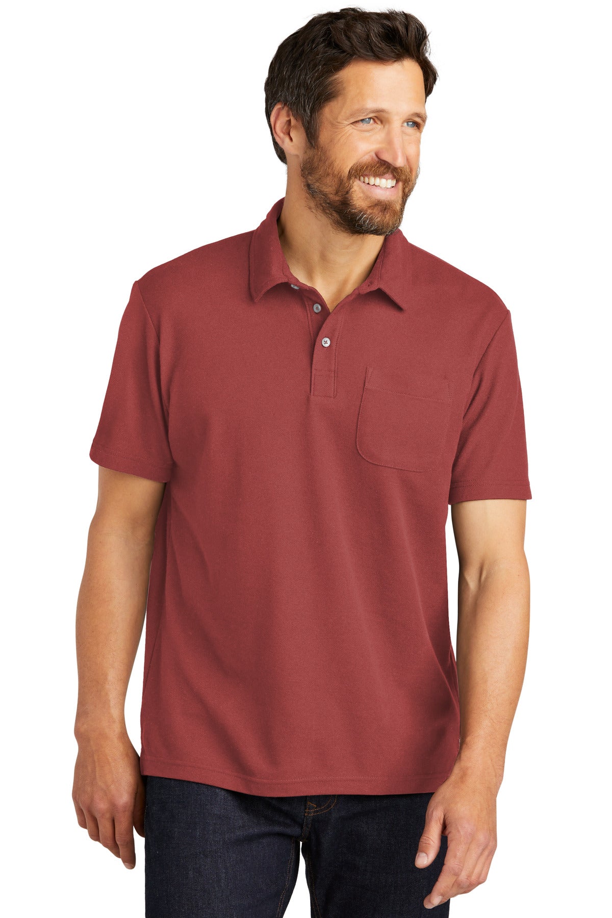 Custom Embroidered - Port Authority© C-FREE© Cotton Blend Pique Pocket Polo K868