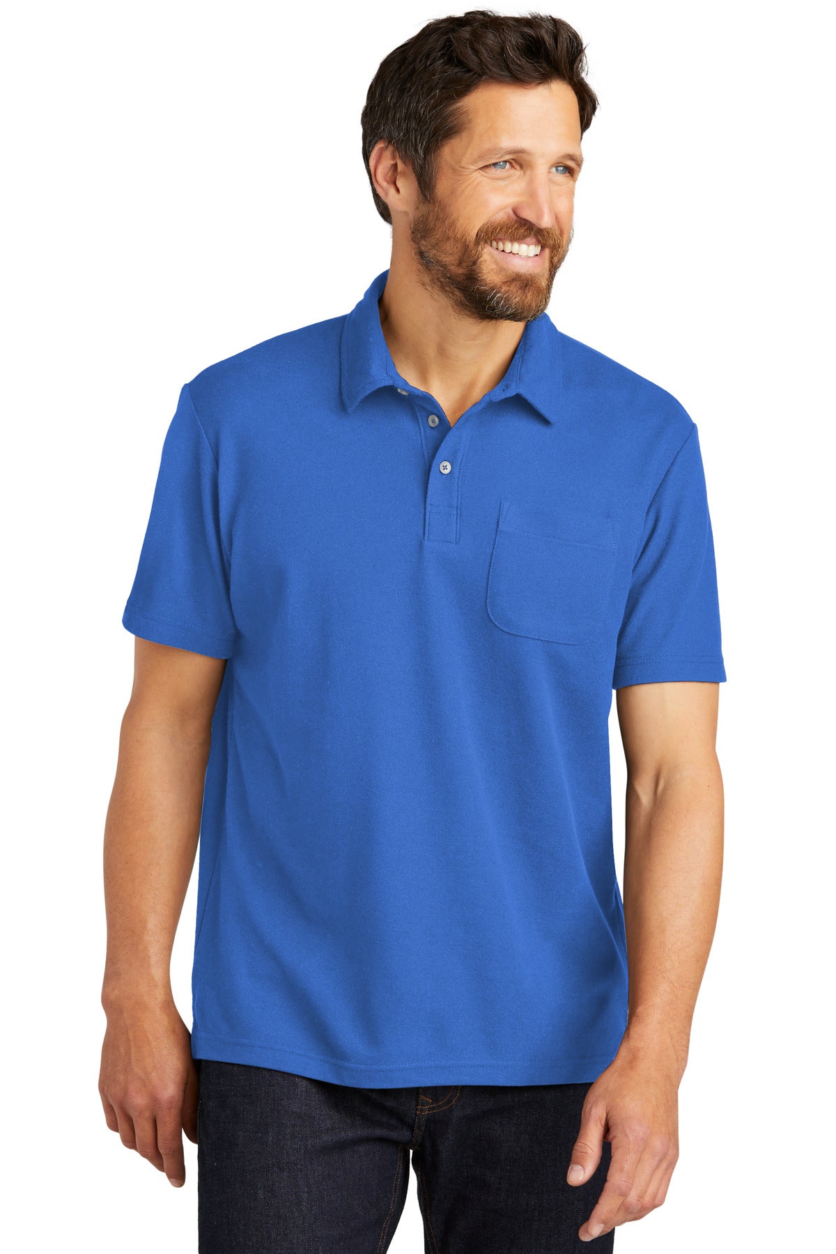 Custom Embroidered - Port Authority© C-FREE© Cotton Blend Pique Pocket Polo K868