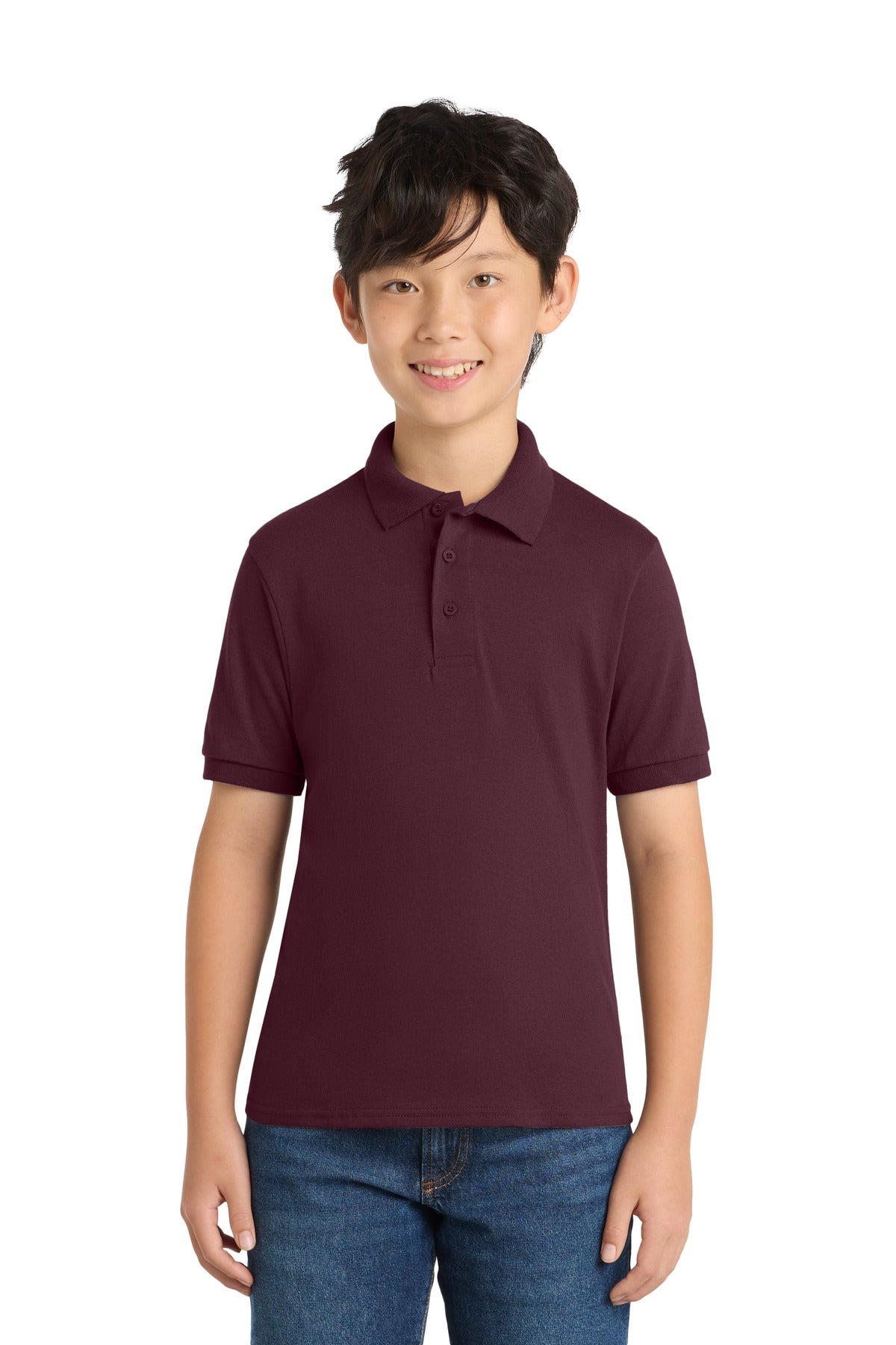 Custom Embroidery or DTF Print - Port & Co ®  Youth Core Blend Jersey Knit Polo. KP55Y