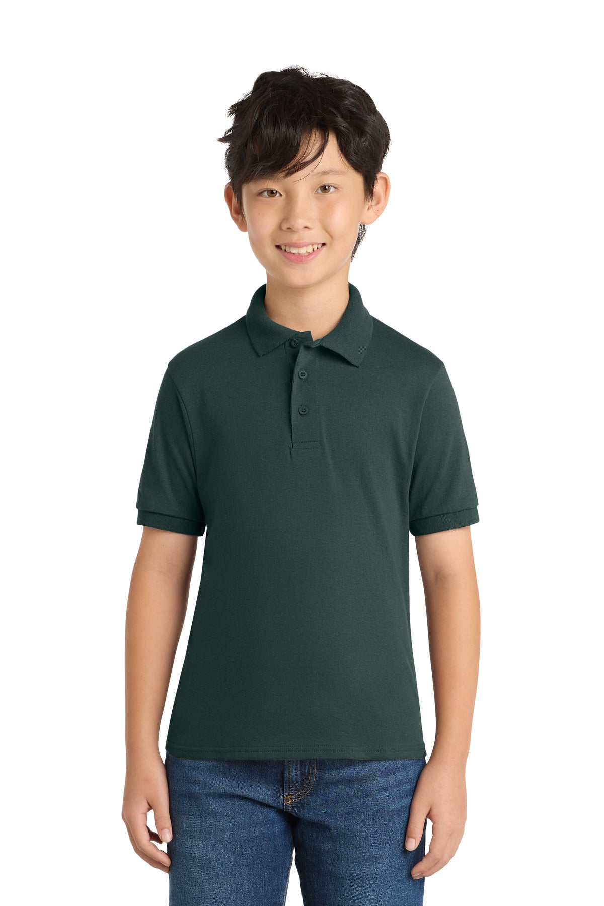 Custom Embroidery or DTF Print - Port & Co ®  Youth Core Blend Jersey Knit Polo. KP55Y