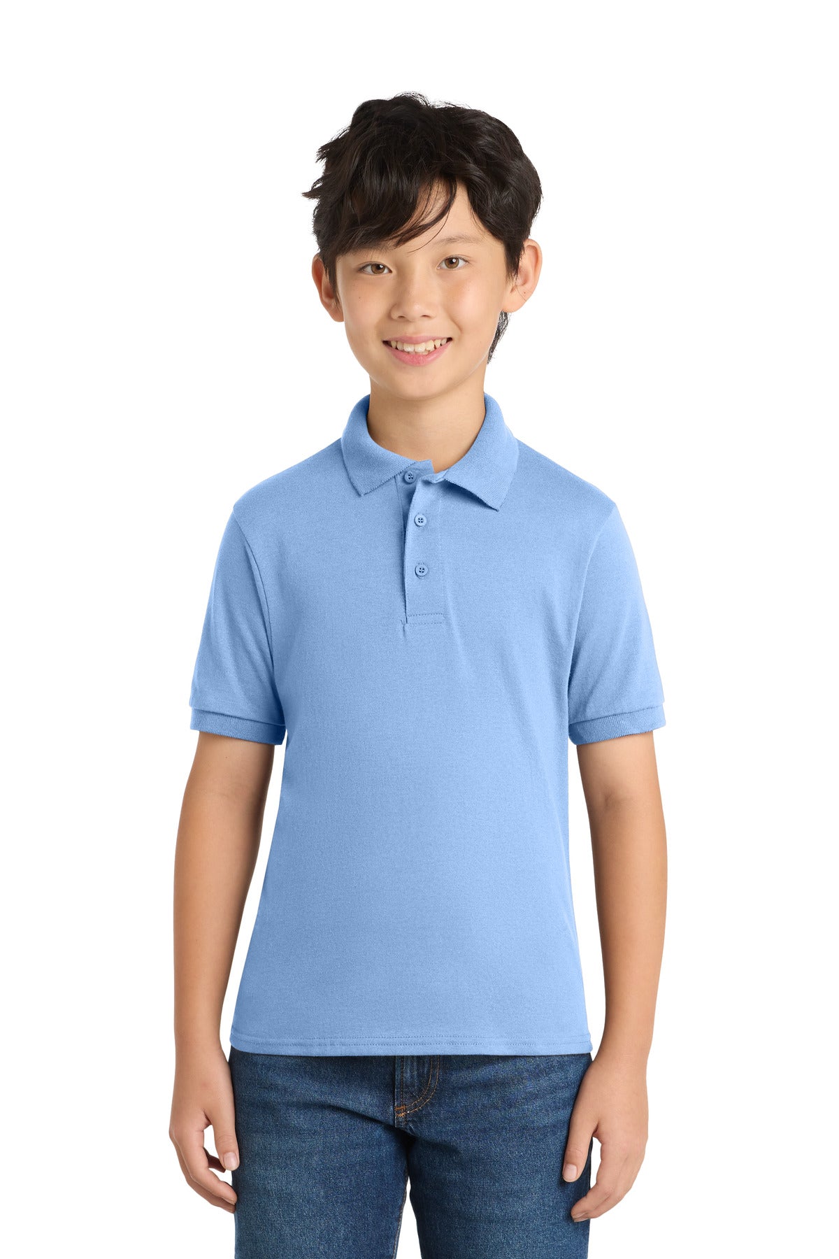 Custom Embroidery or DTF Print - Port & Co ®  Youth Core Blend Jersey Knit Polo. KP55Y