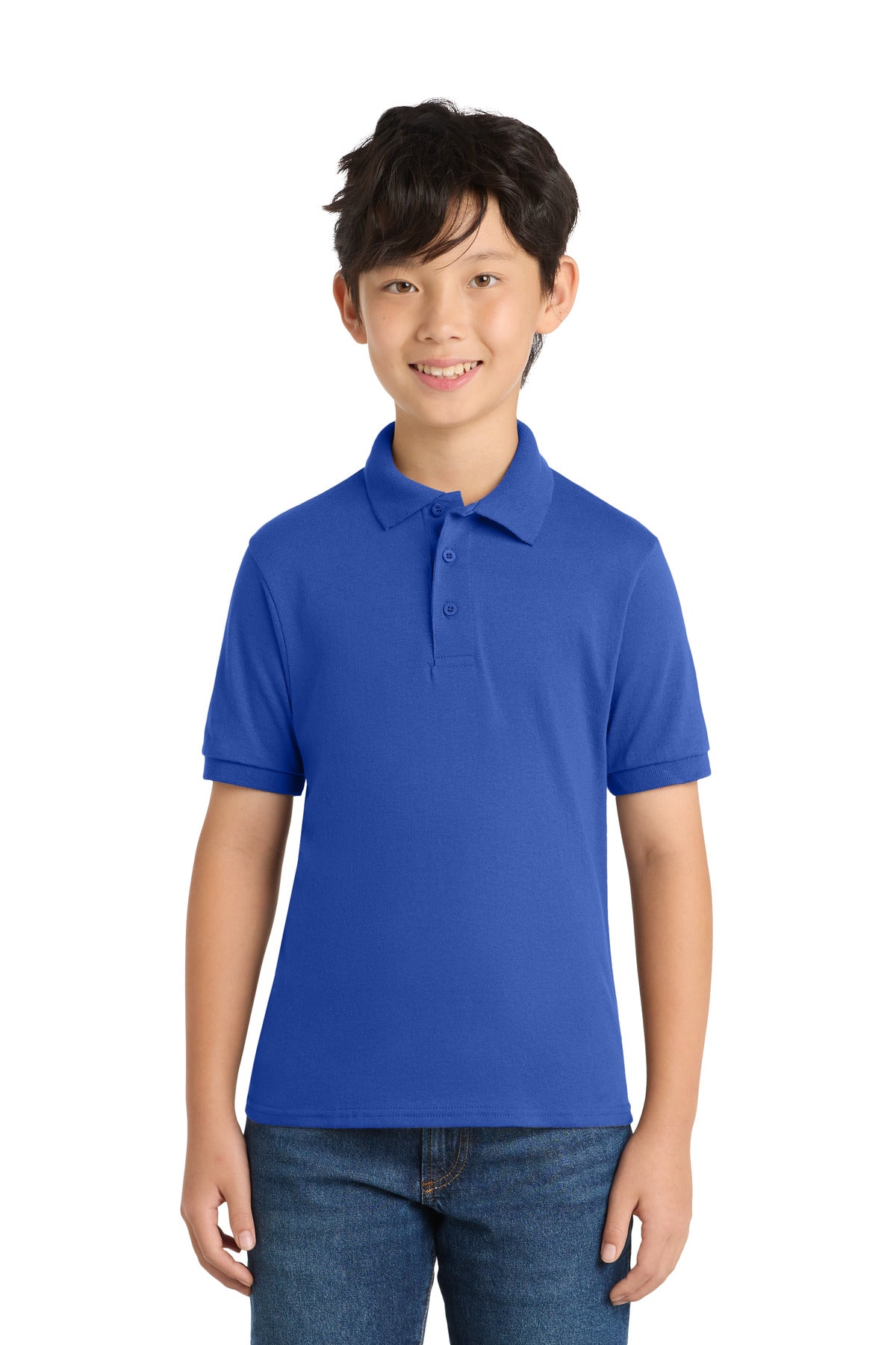 Custom Embroidery or DTF Print - Port & Co ®  Youth Core Blend Jersey Knit Polo. KP55Y