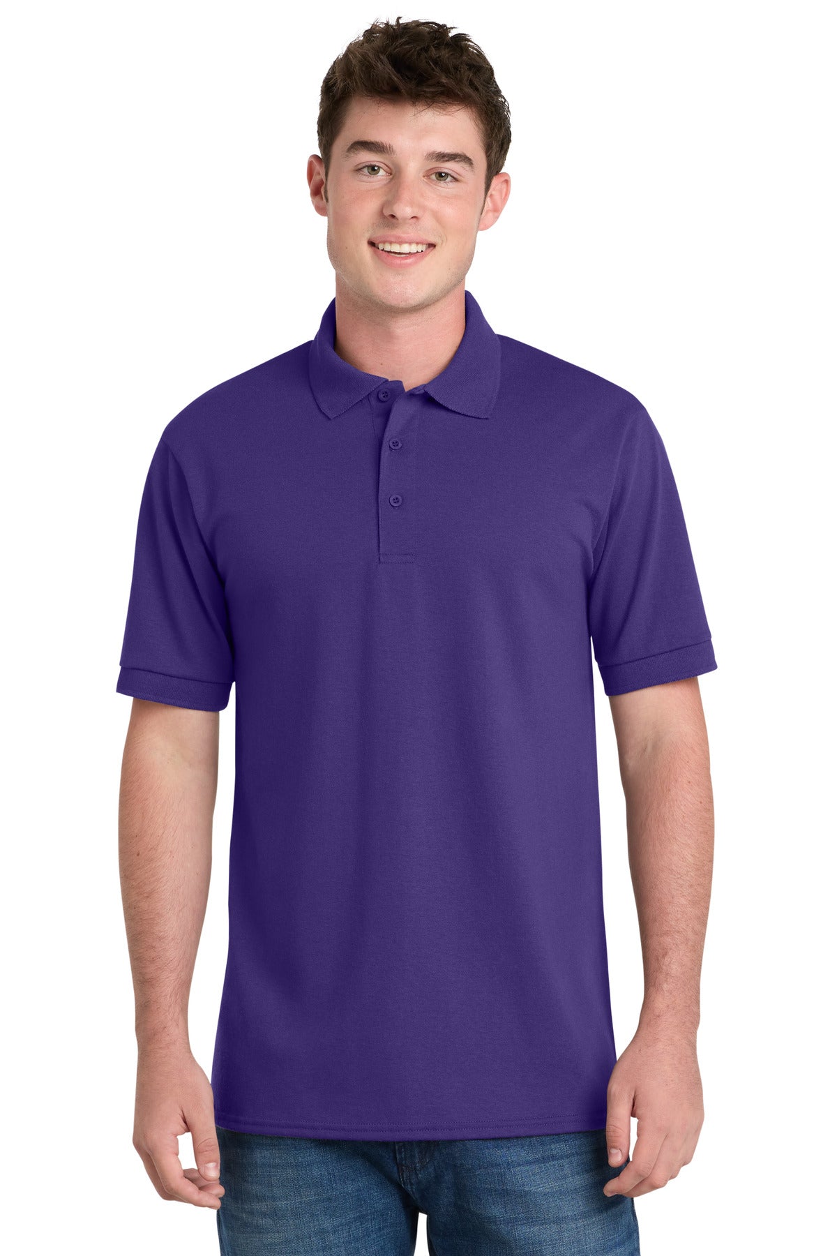 Custom Embroidery or DTF Print - Port & Co™ Tall Core Blend Jersey Knit Polo. KP55T