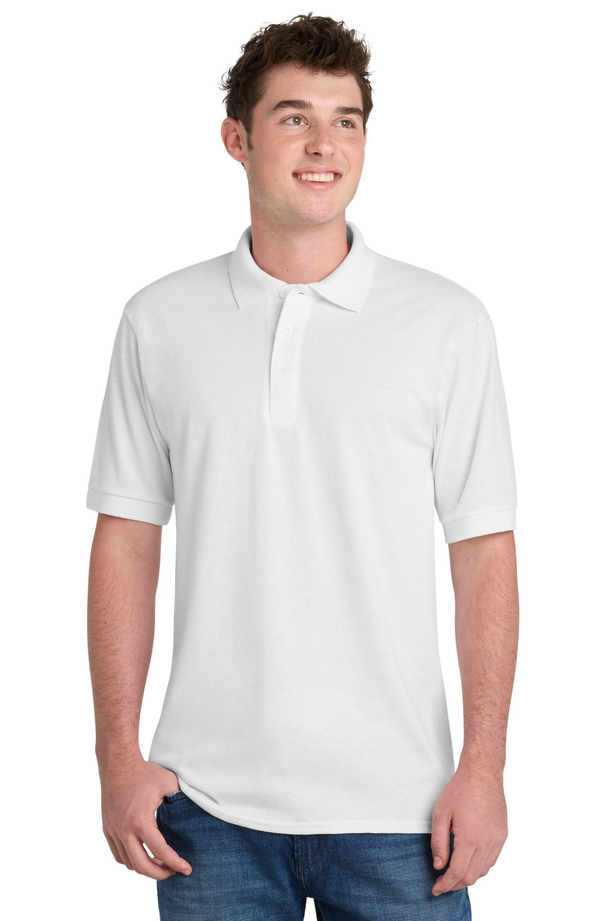 Custom Embroidery or DTF Print - Port & Co™ Tall Core Blend Jersey Knit Polo. KP55T